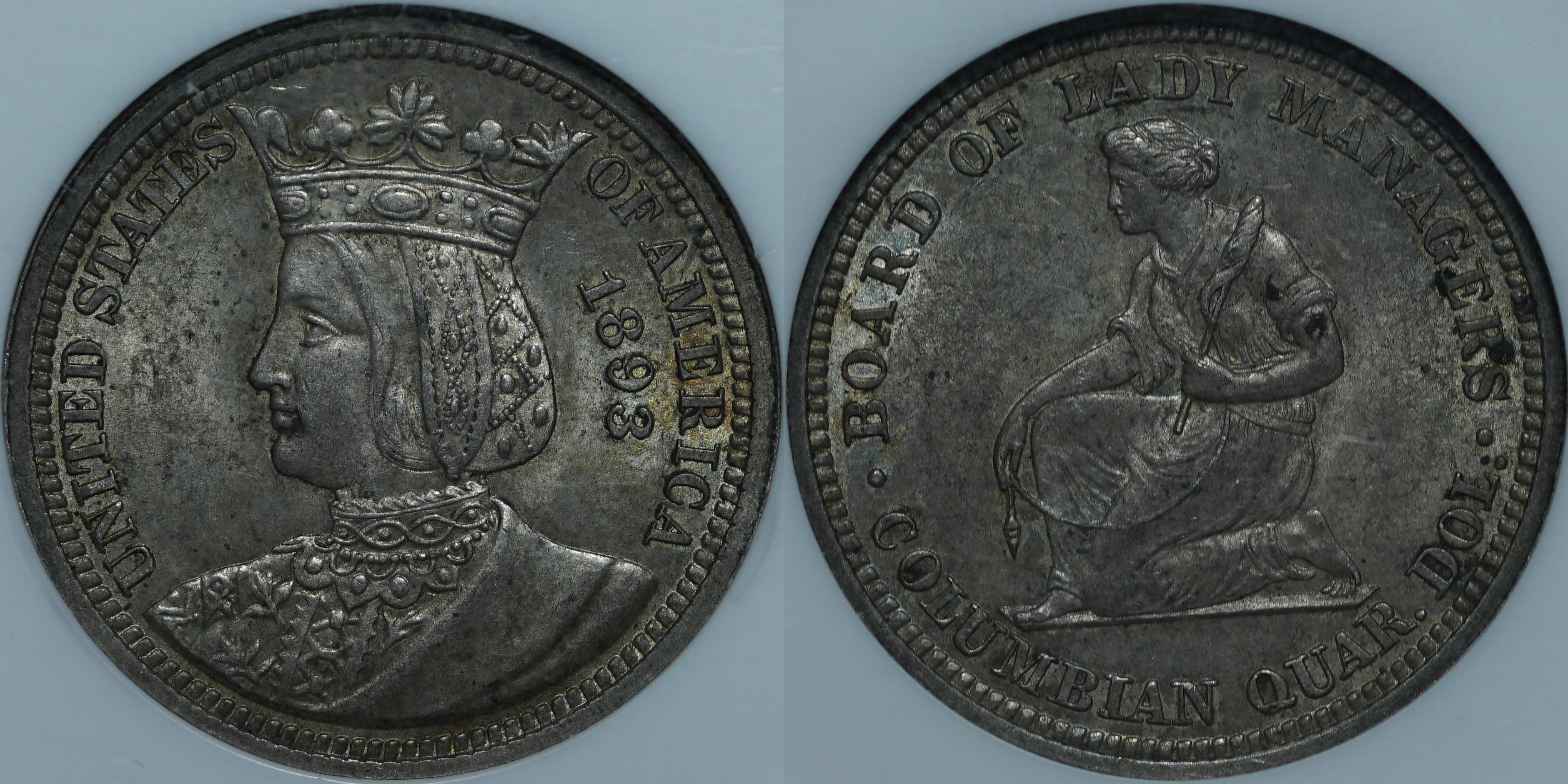 1/4 доллара 1893 MS63 NGC