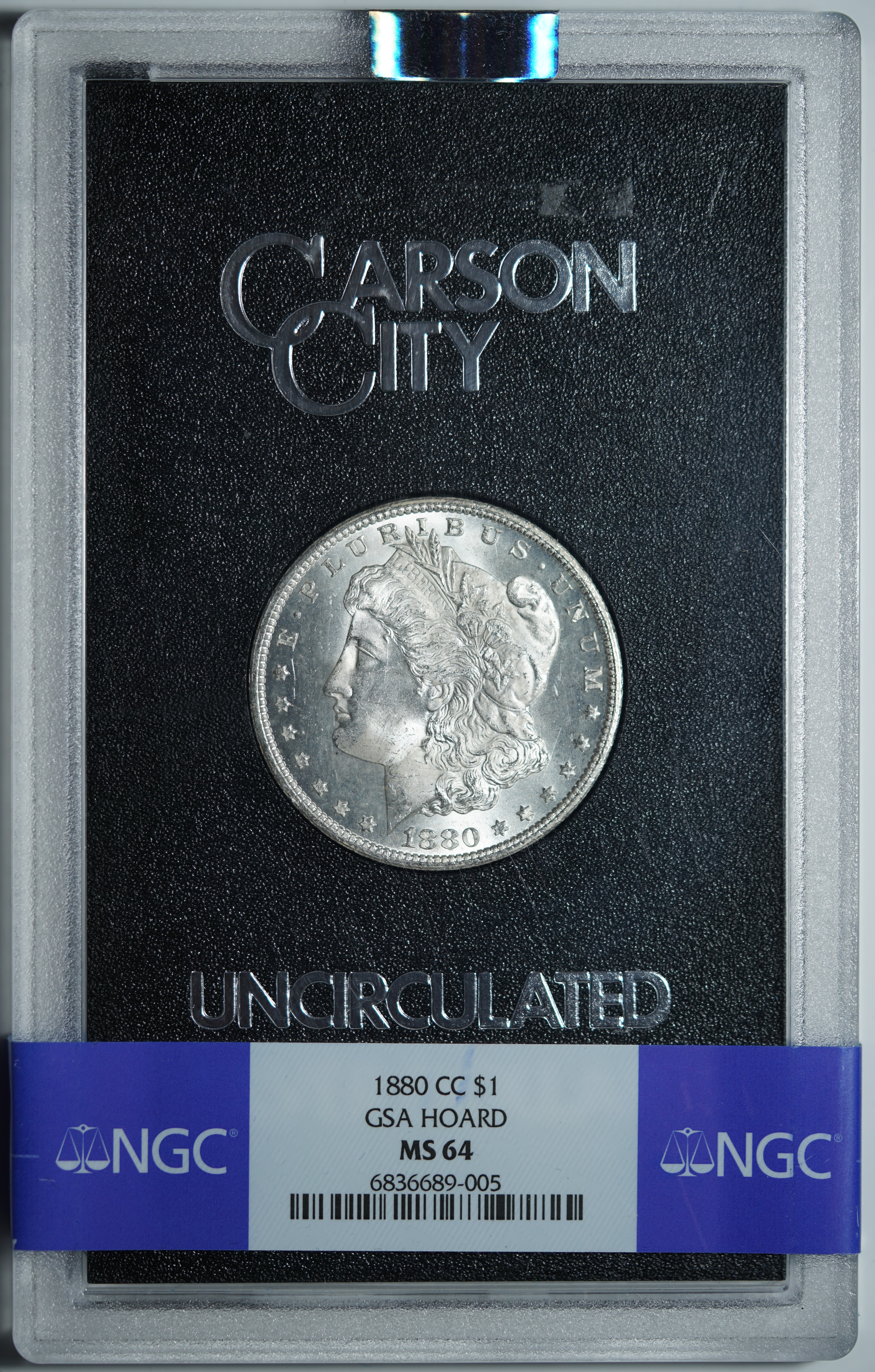 1 доллар 1881-CC MS64 NGC GSA HOARD