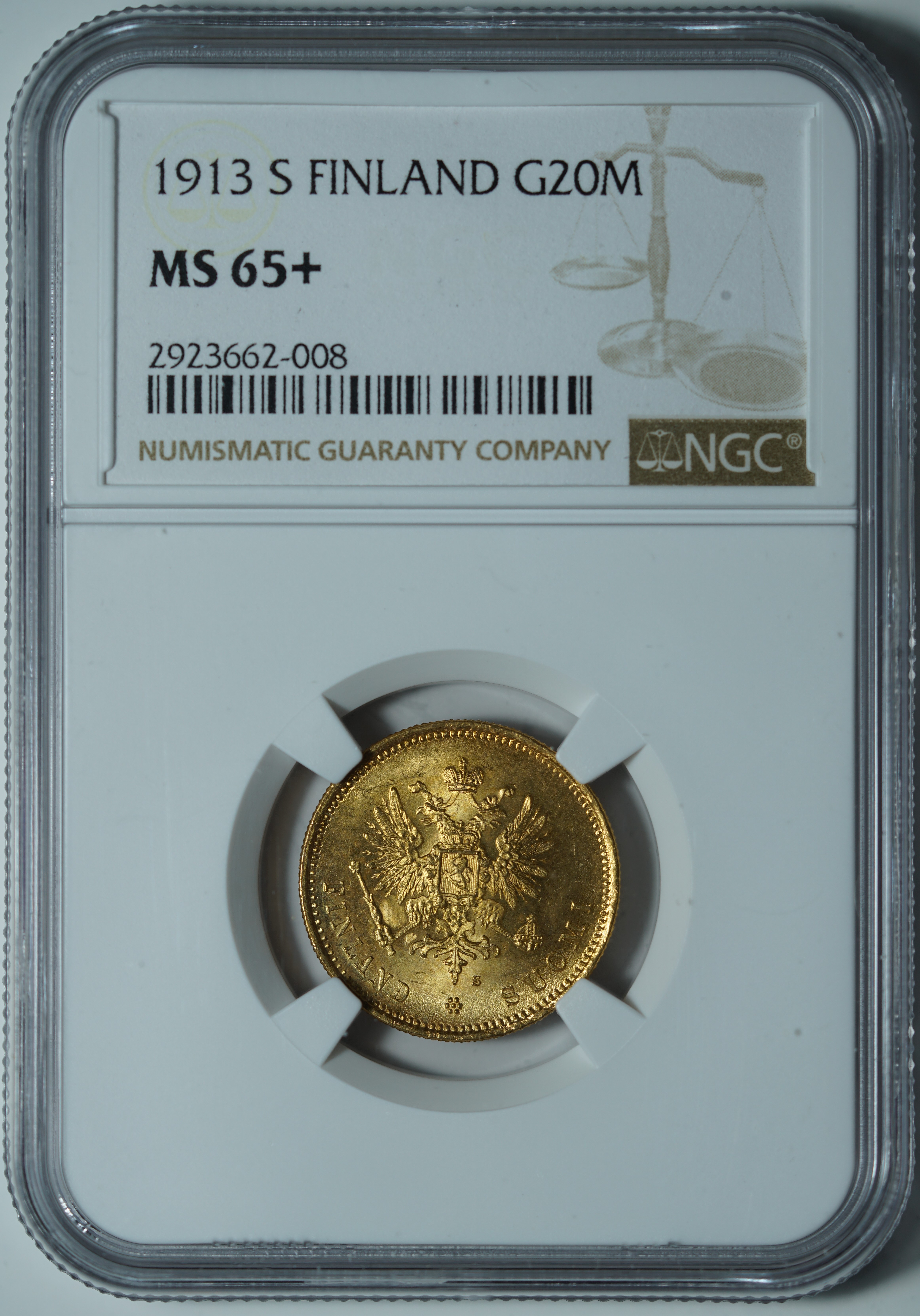 20 марок 1913-S MS 65+ NGC