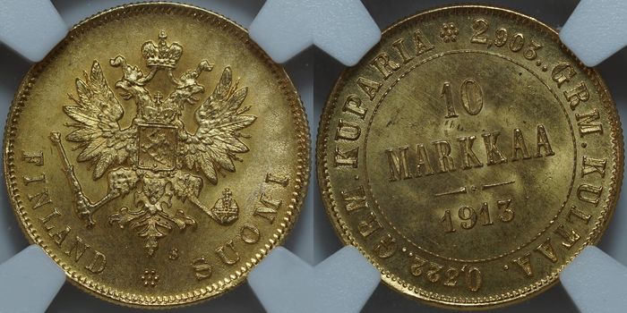 10 марок 1913-S MS66 NGC