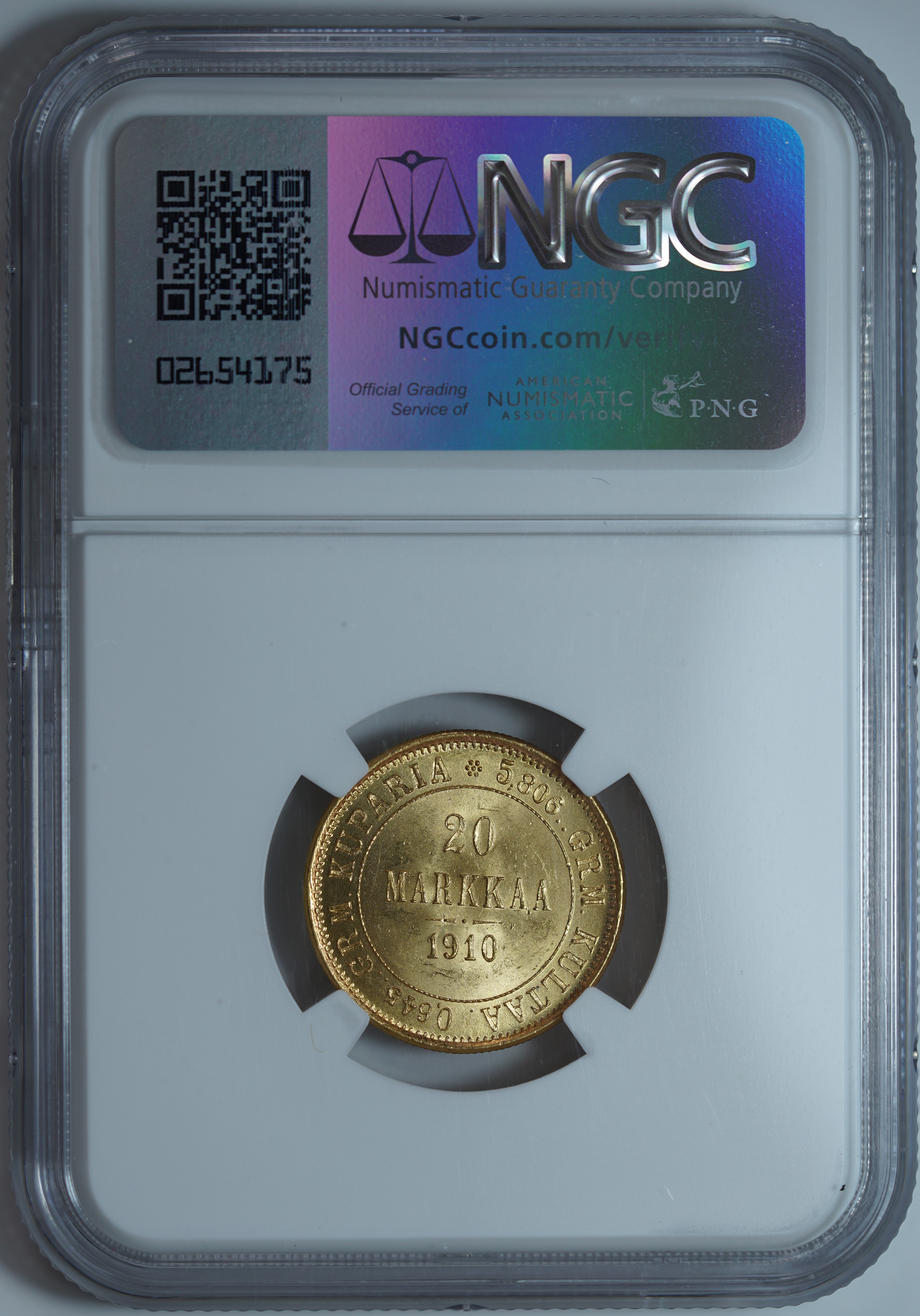 20 марок 1910-L MS64 NGC