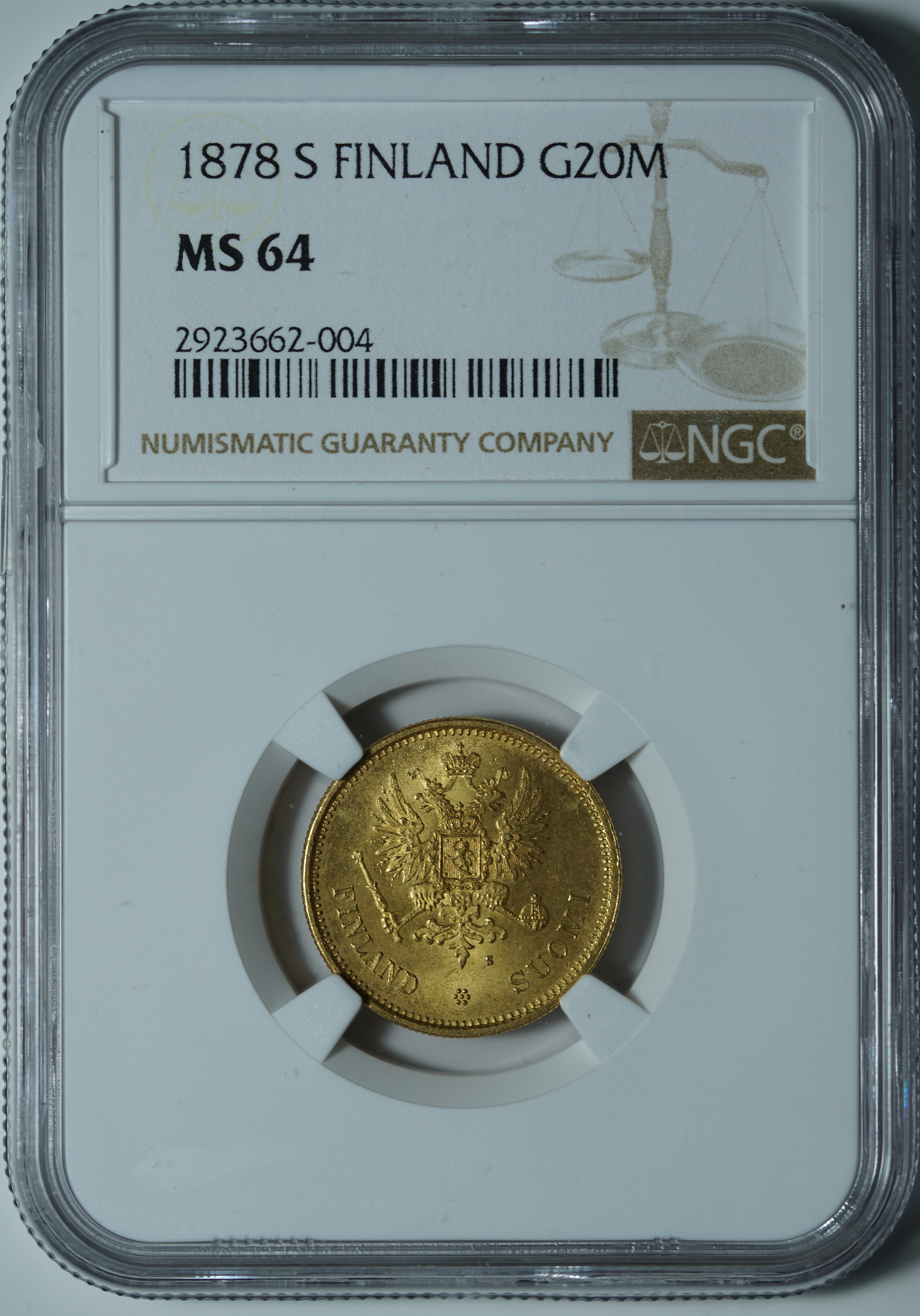 20 марок 1878-S MS64 NGC