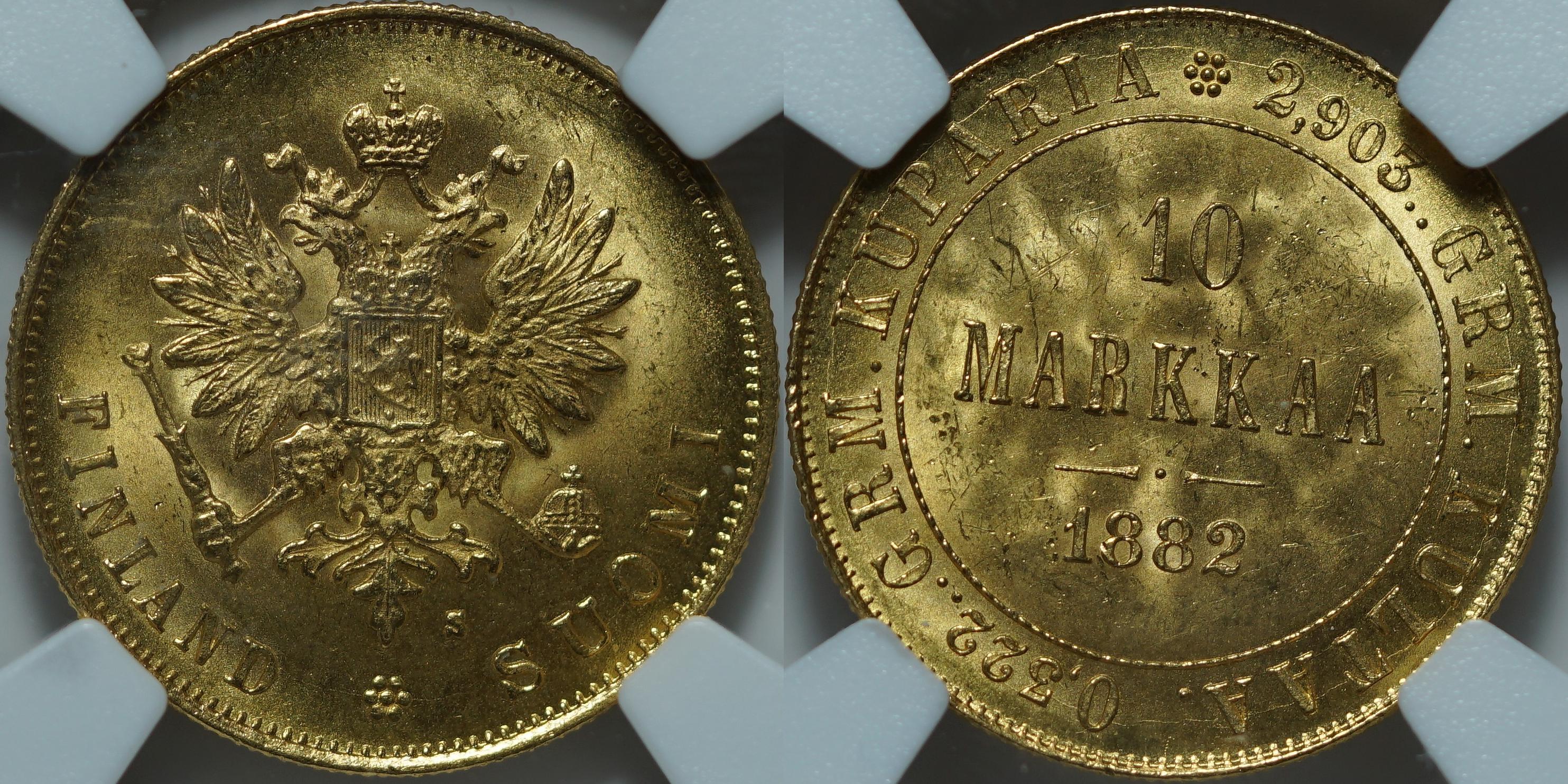 10 марок 1882-S MS64 NGC