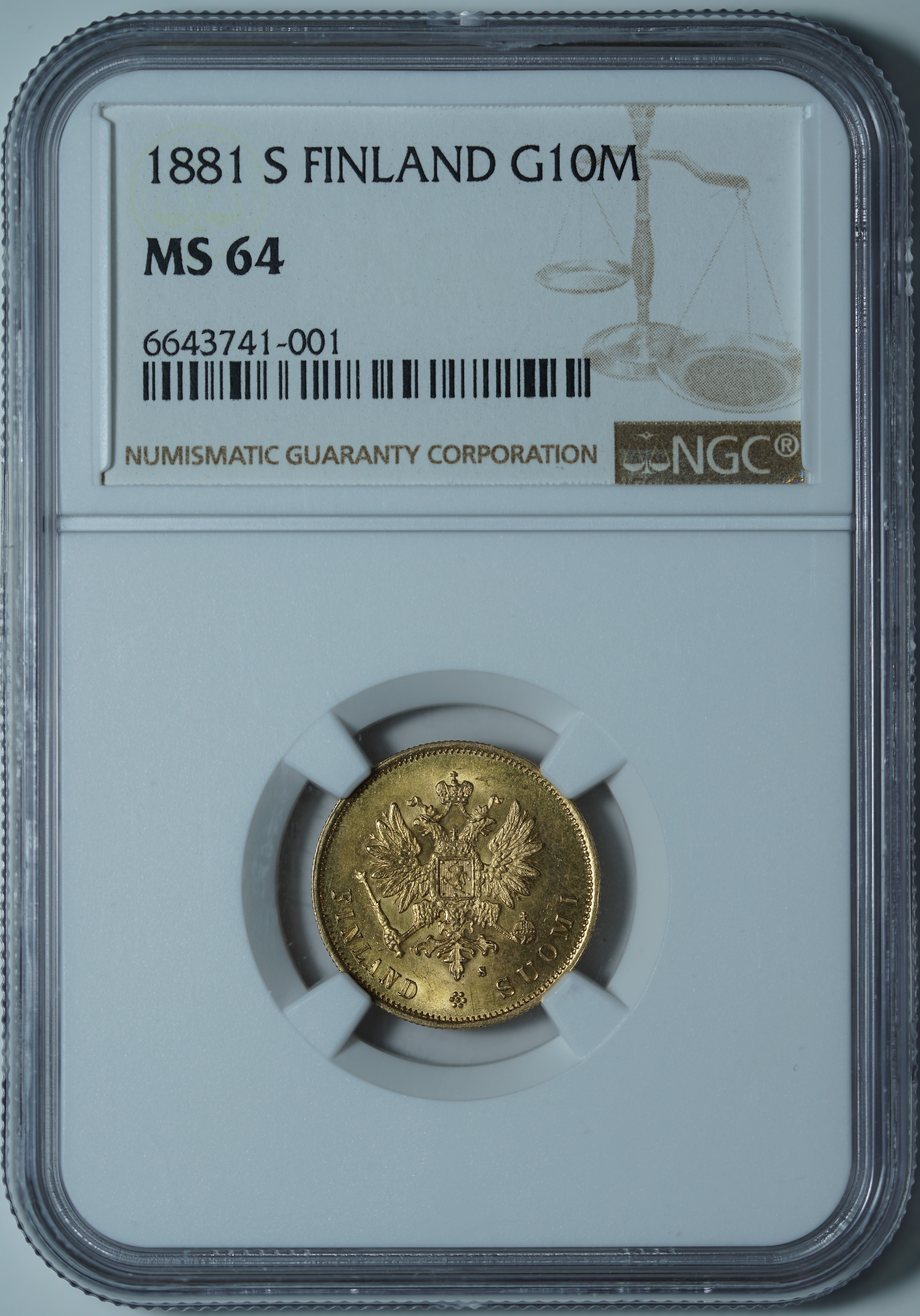 10 марок 1881-S MS64 NGC