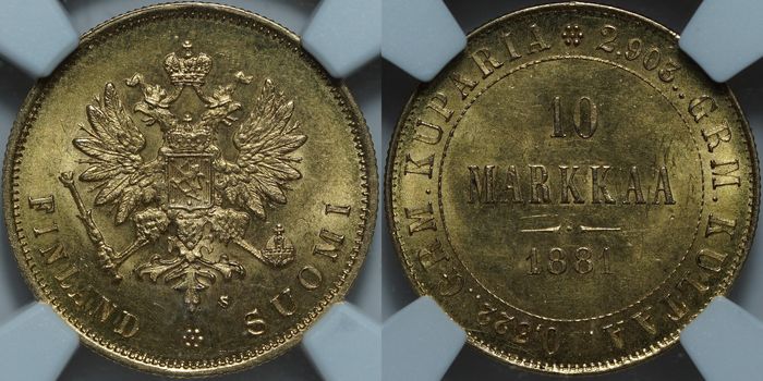 10 марок 1881-S MS64 NGC