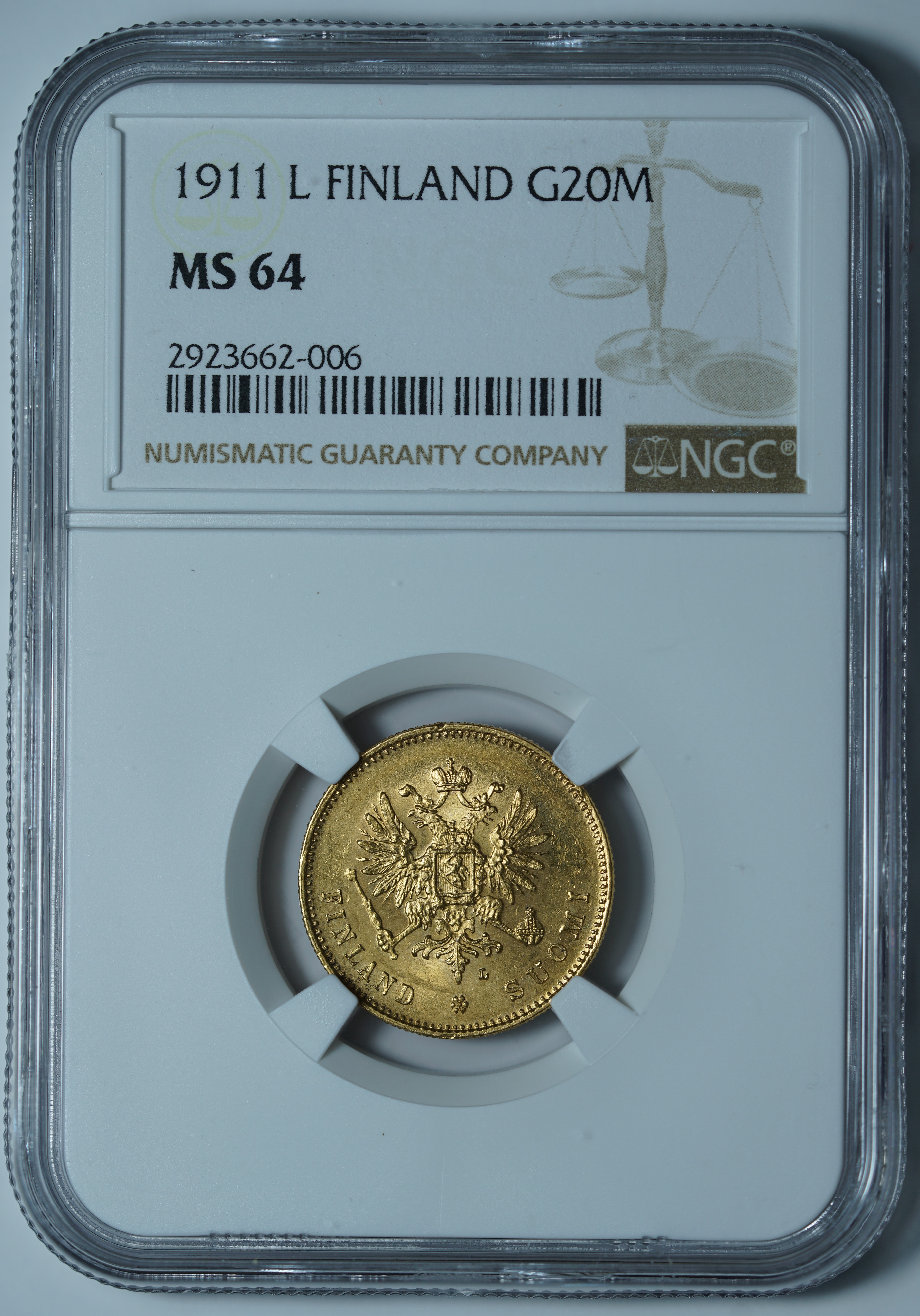 20 марок 1911-L MS64 NGC