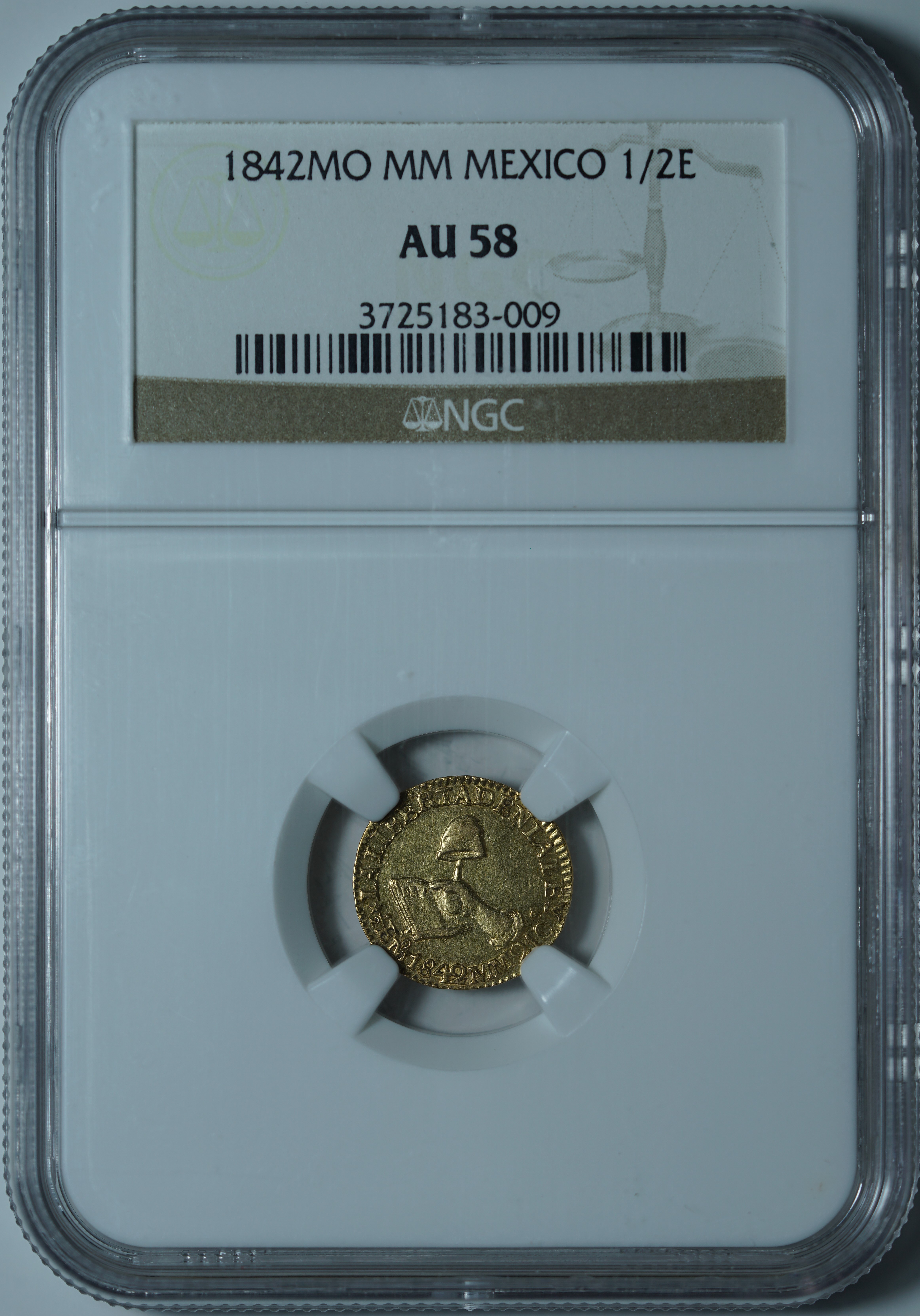 1/2 эскудо 1842 Mo MM AU58 NGC