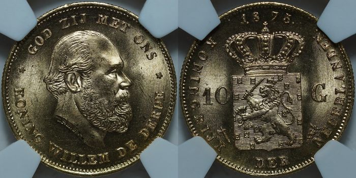 10 гульденов 1875 MS64 NCG
