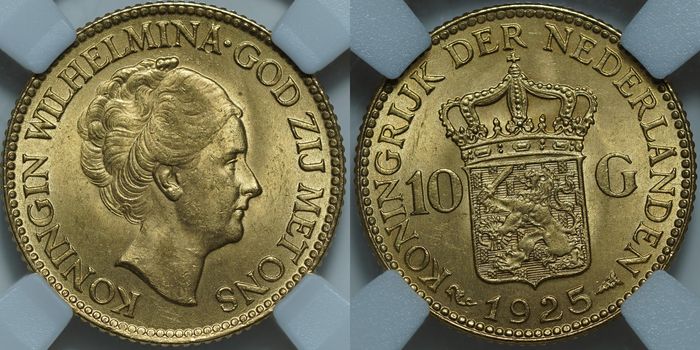 10 гульденов 1925 MS63 ННР