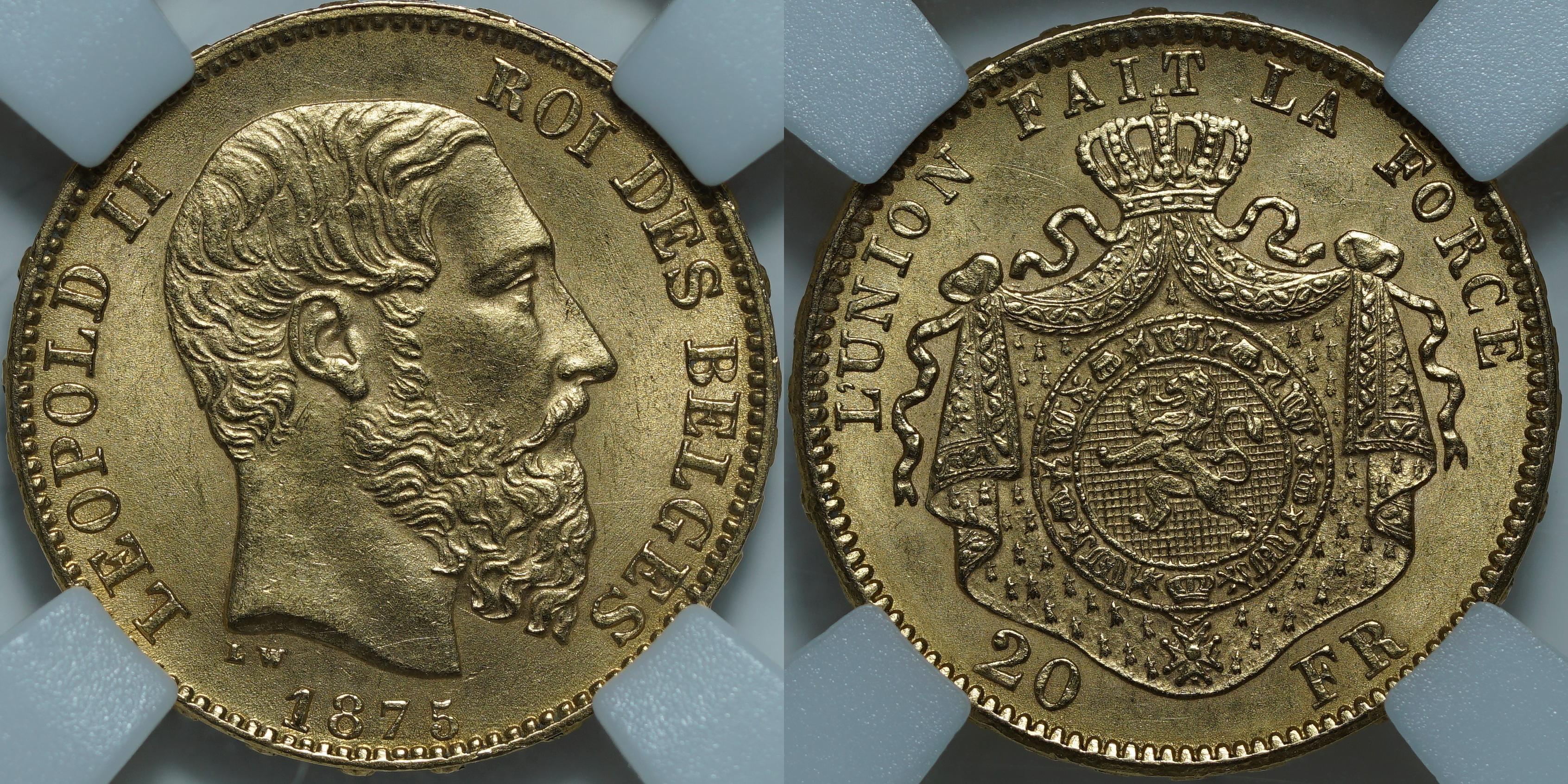 20 франков 1875 MS63 ННР