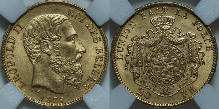 20 франков 1875 MS63 ННР