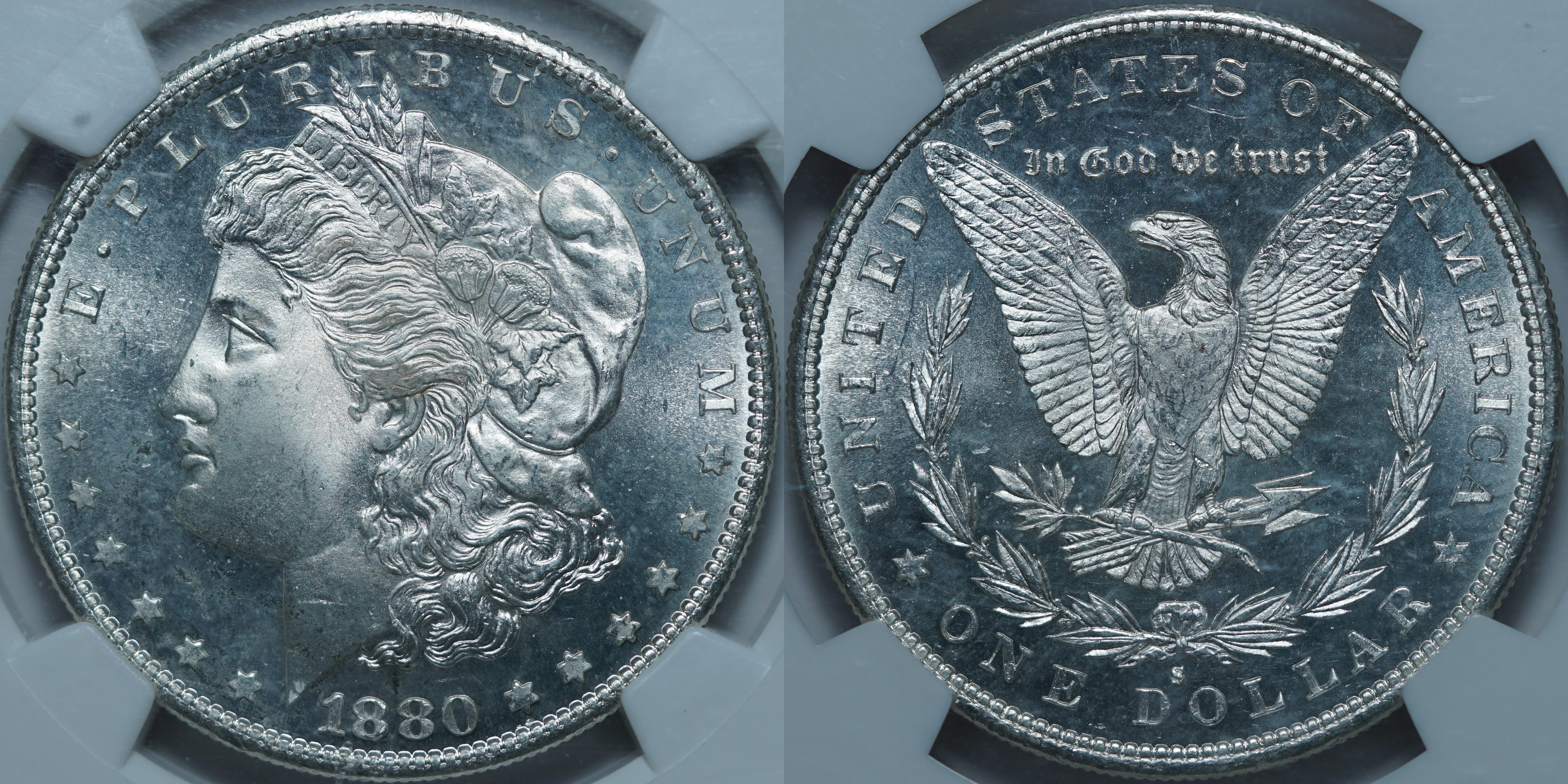 1 доллар 1880-S MS66 PL NGC