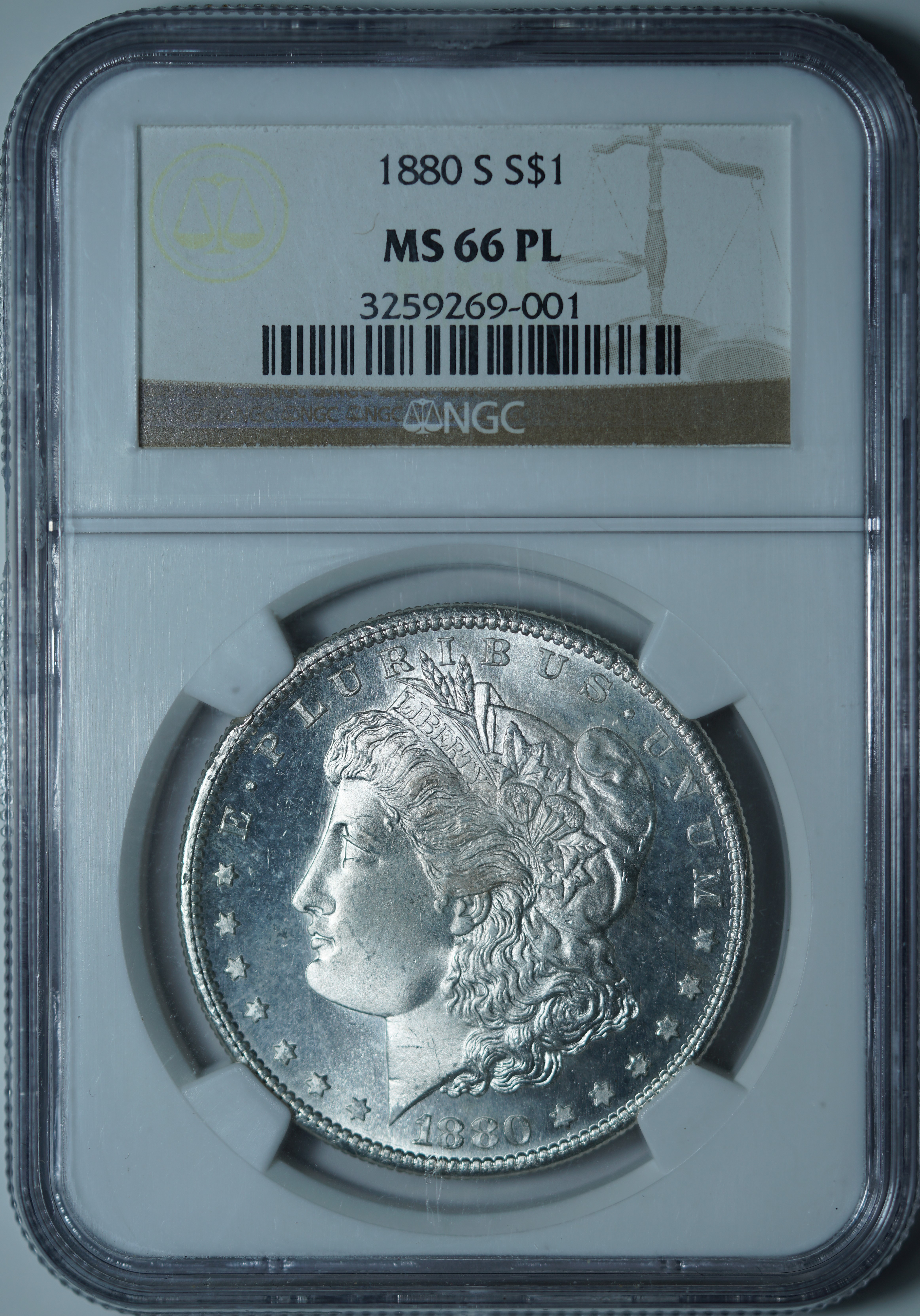 1 доллар 1880-S MS66 PL NGC