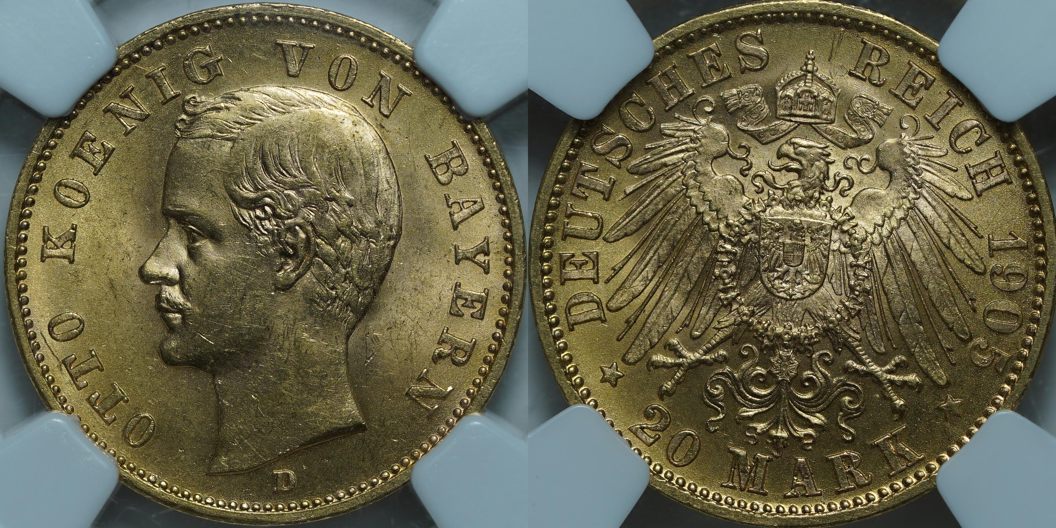 20 марок 1905 D MS64 NGC
