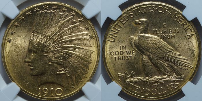 10 долларов 1910 D MS63 NGC