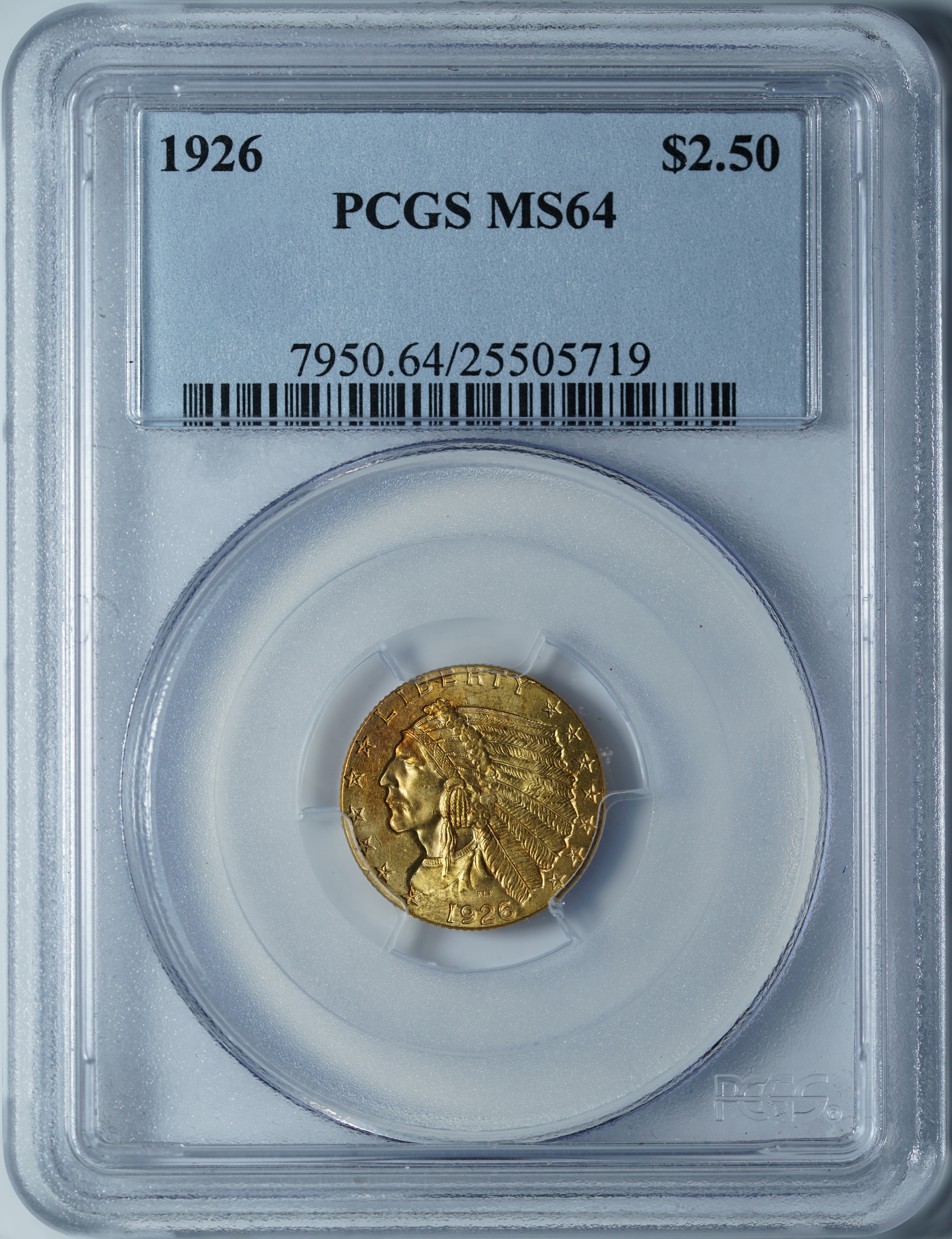 2,5 доллара 1926 MS64 PCGS