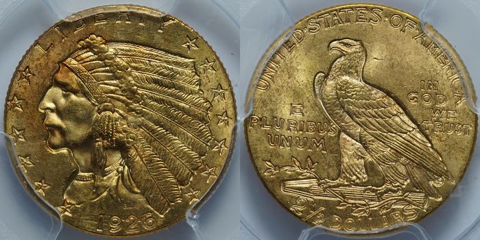 2,5 доллара 1926 MS64 PCGS