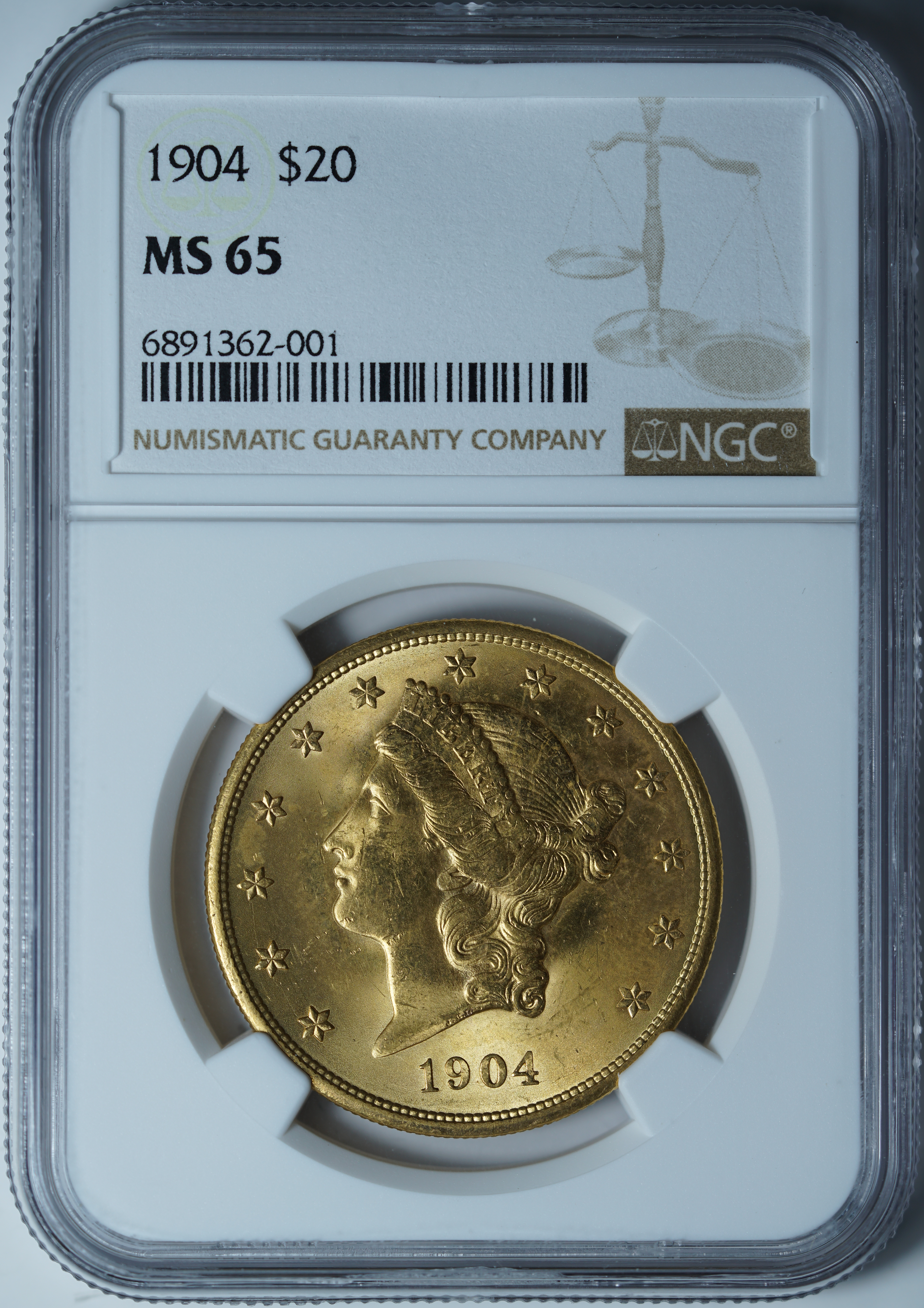 20 долларов 1904 MS65 NGC