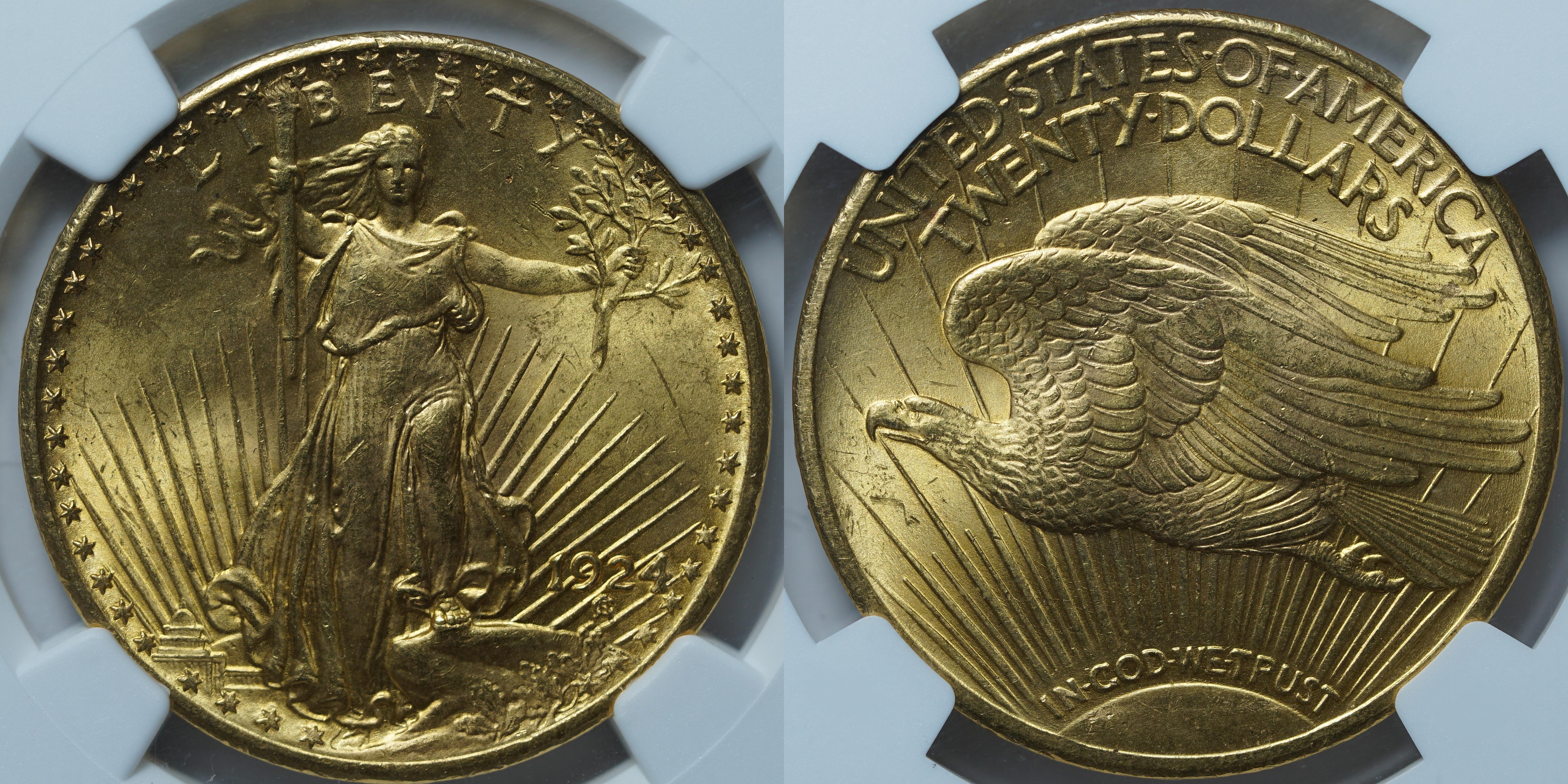 20 долларов 1924 MS65 NGC