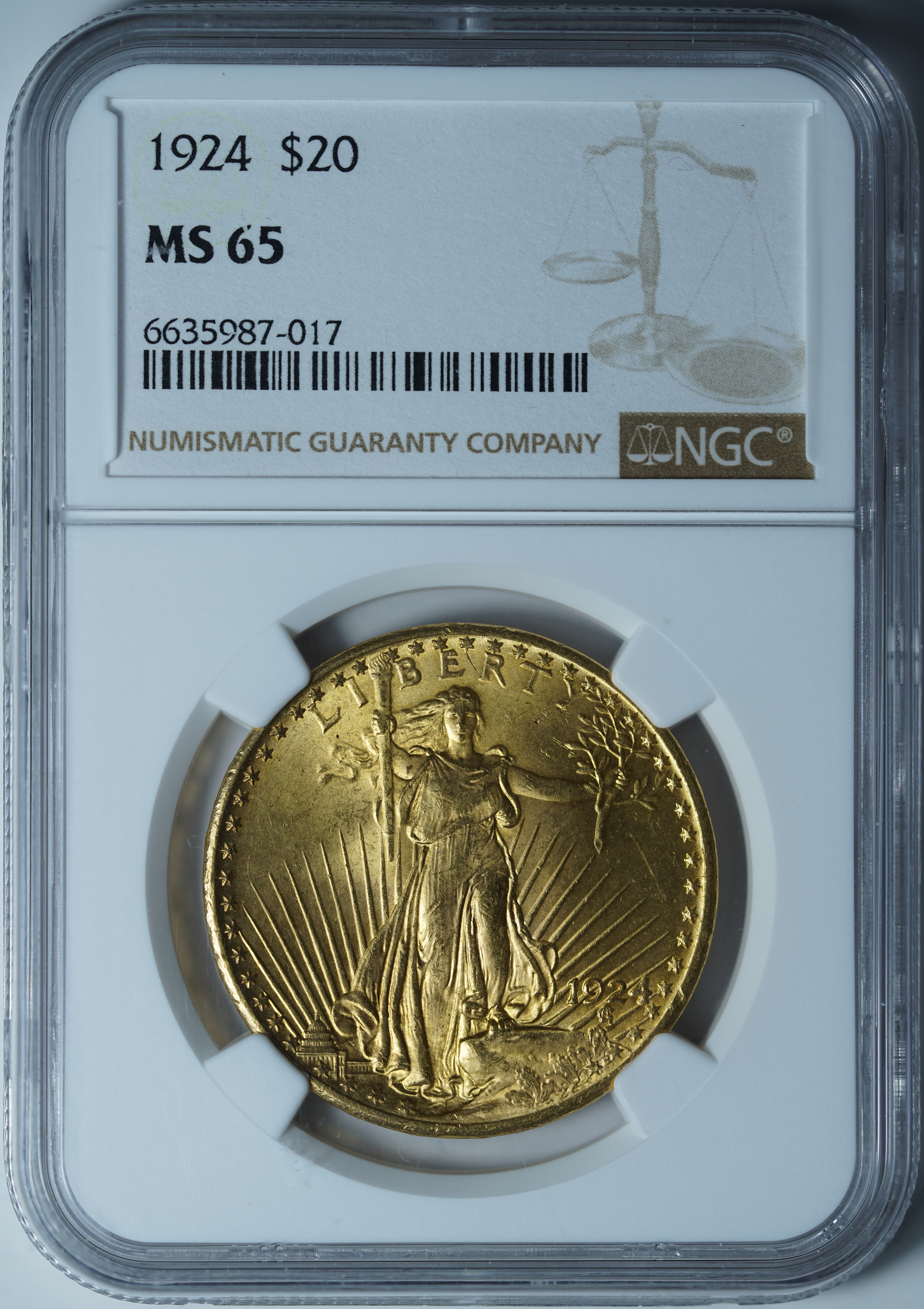 20 долларов 1924 MS65 NGC