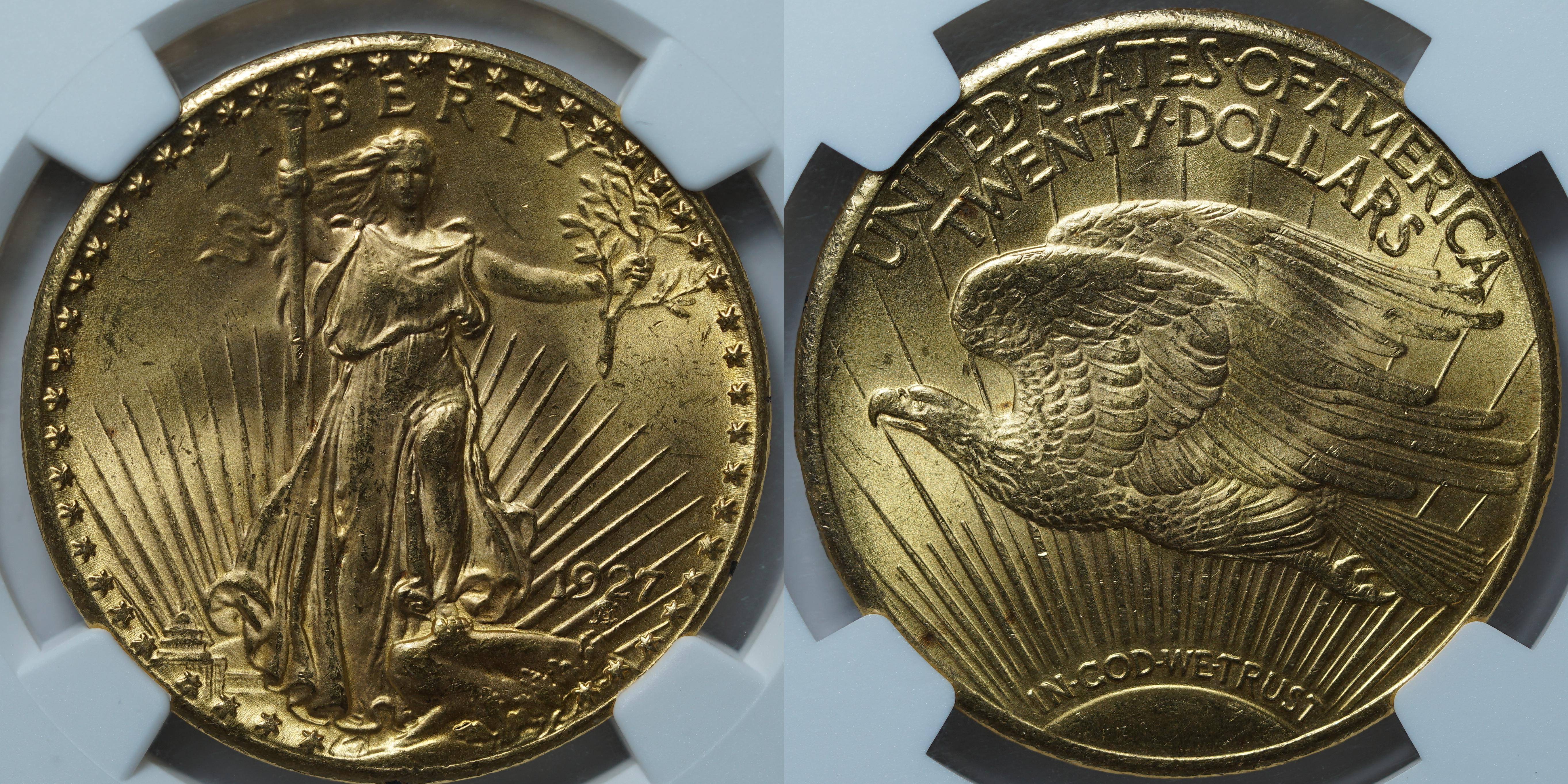 20 долларов 1927 MS65 NGC