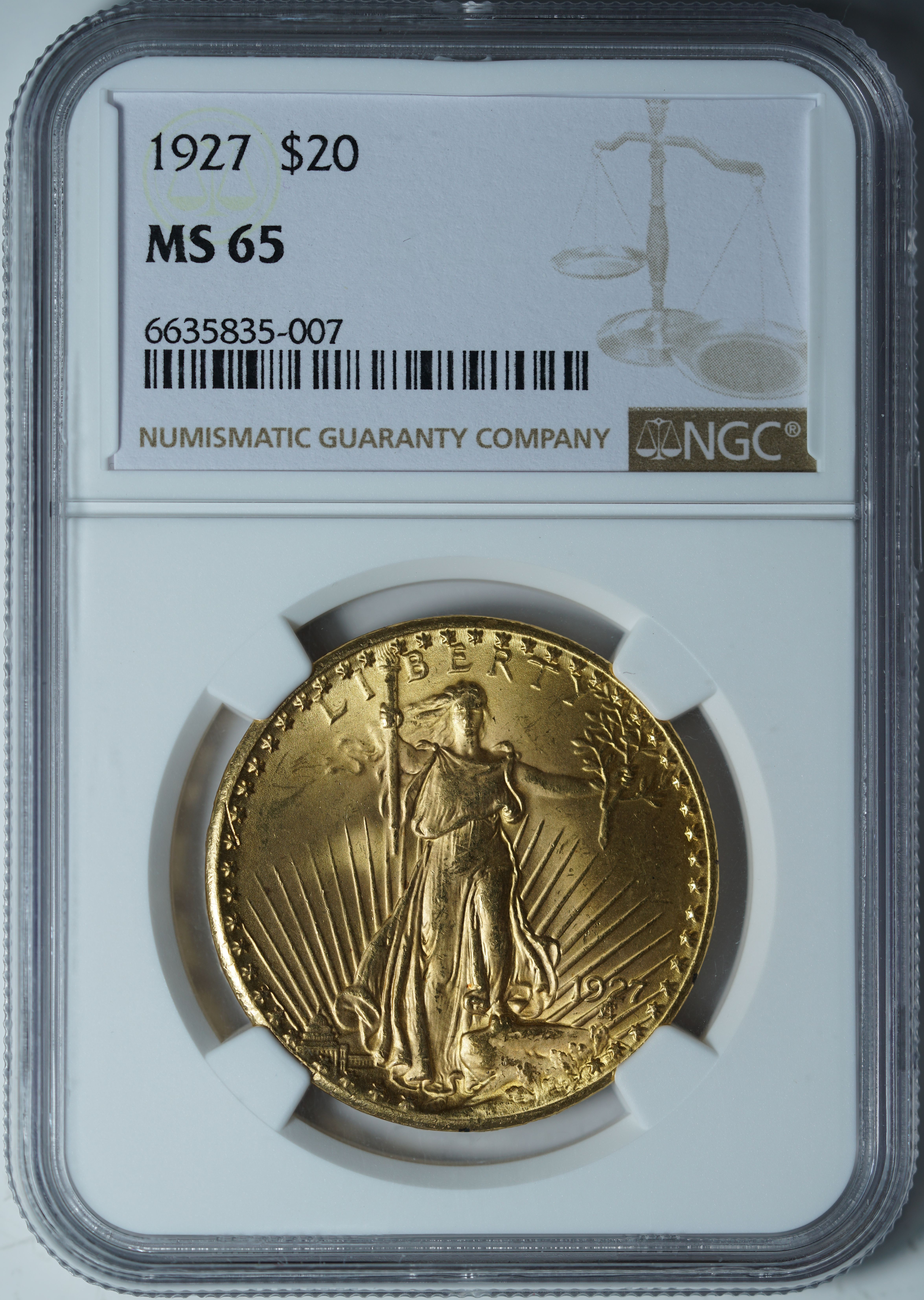 20 долларов 1927 MS65 NGC