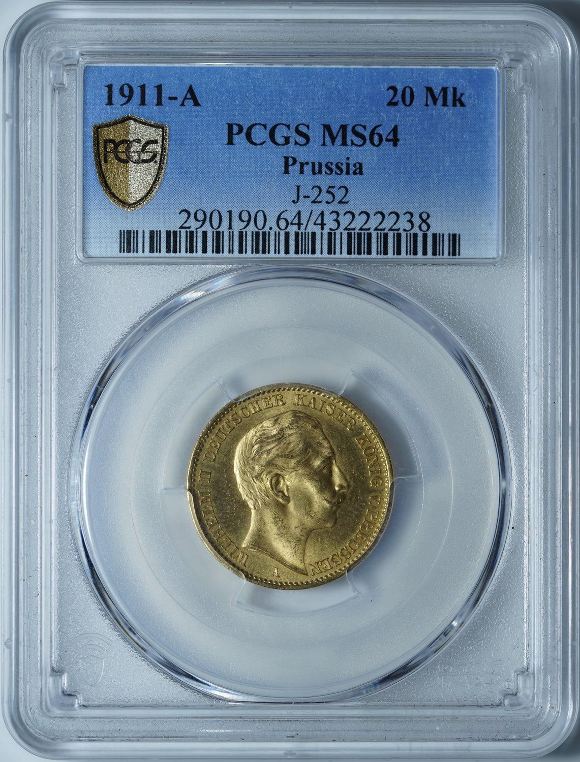 20 марок 1911 A MS64 PCGS