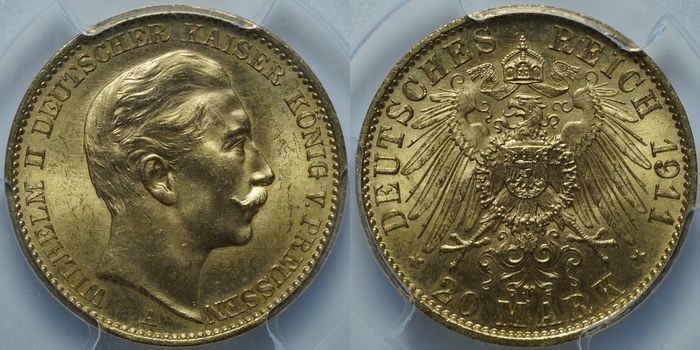 20 марок 1911 A MS64 PCGS