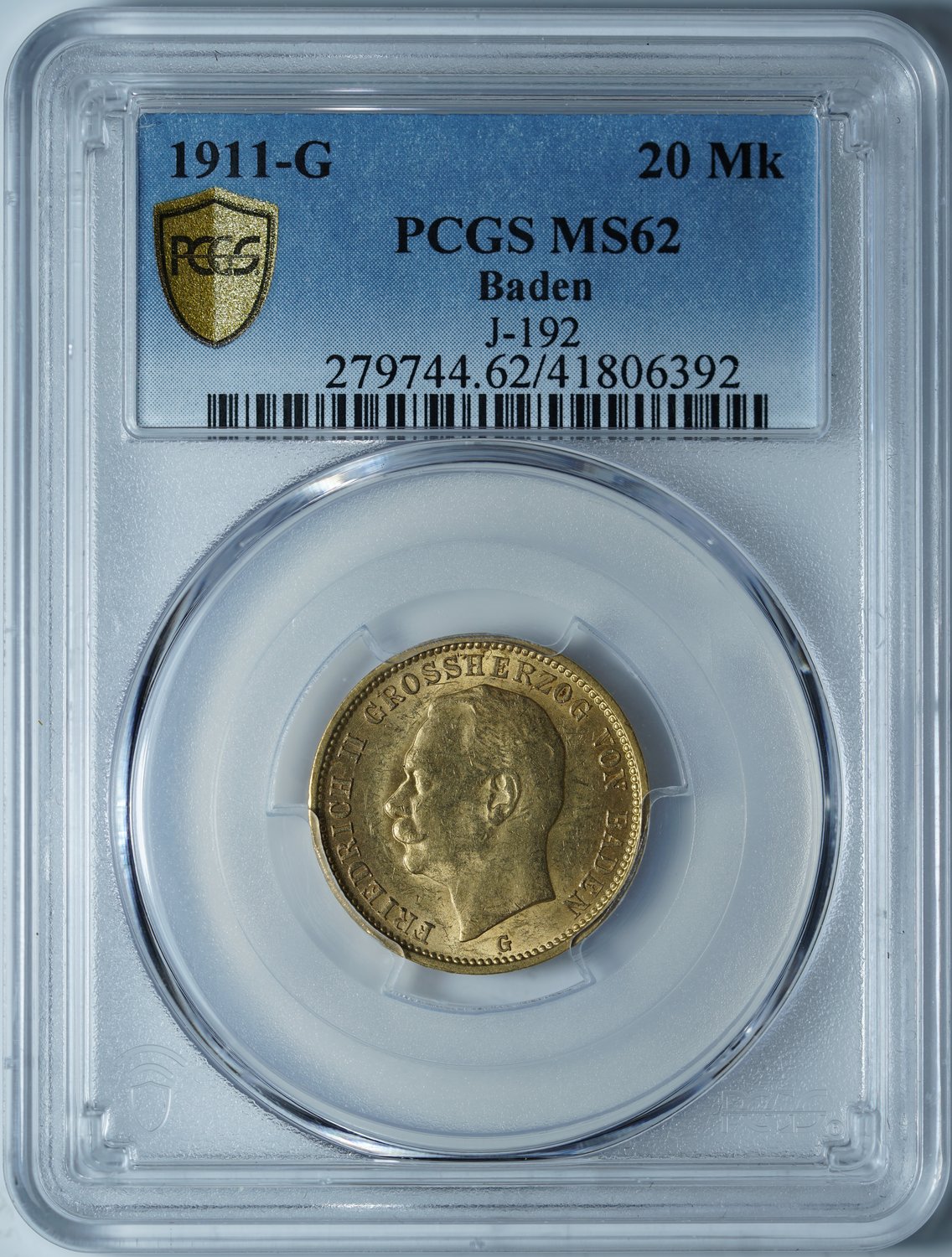 20 марок 1911 G MS62 PCGS