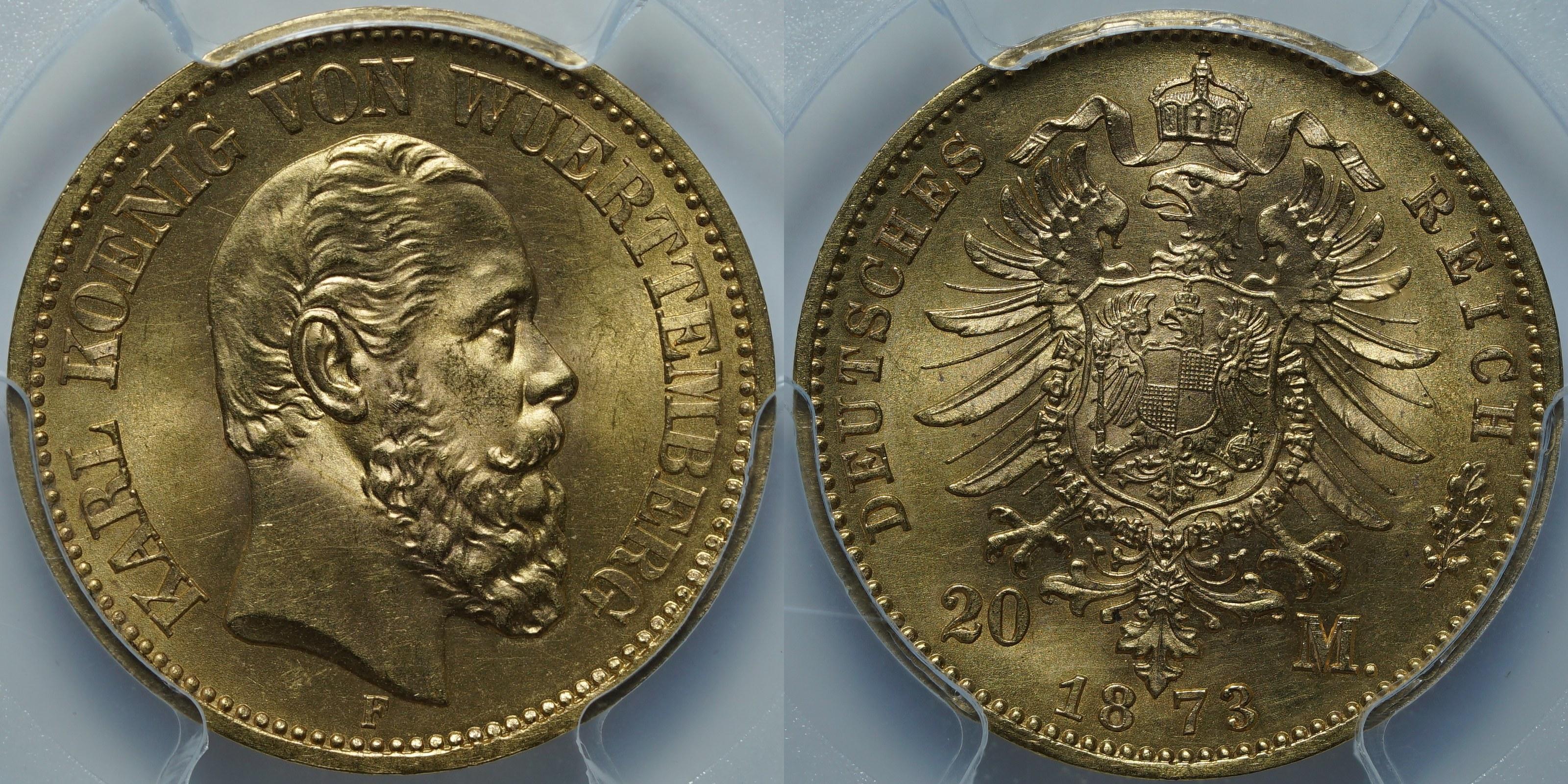 20 марок 1873 F MS64 PCGS