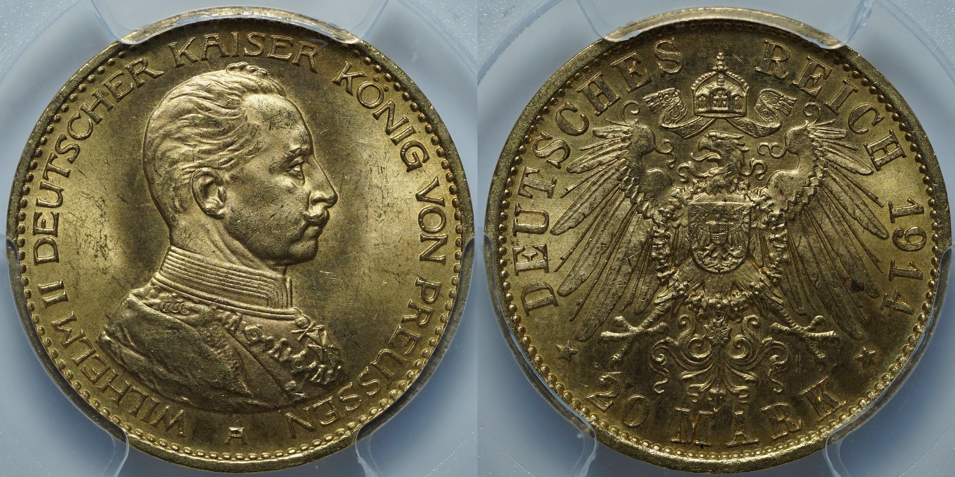20 марок 1914 A MS65 PCGS