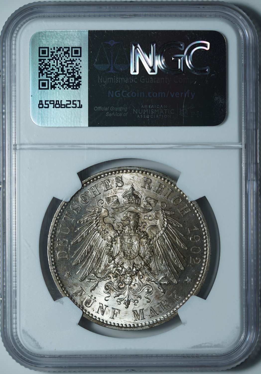 5 марок 1902 E MS63 NGC