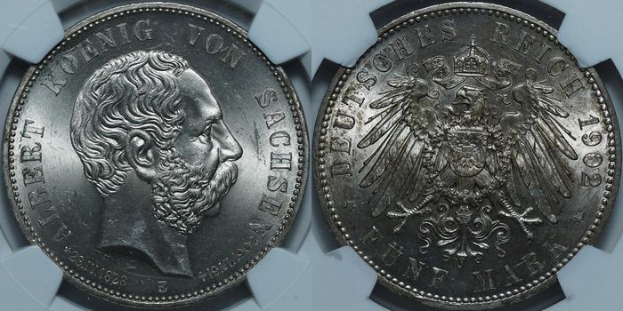 5 марок 1902 E MS63 NGC