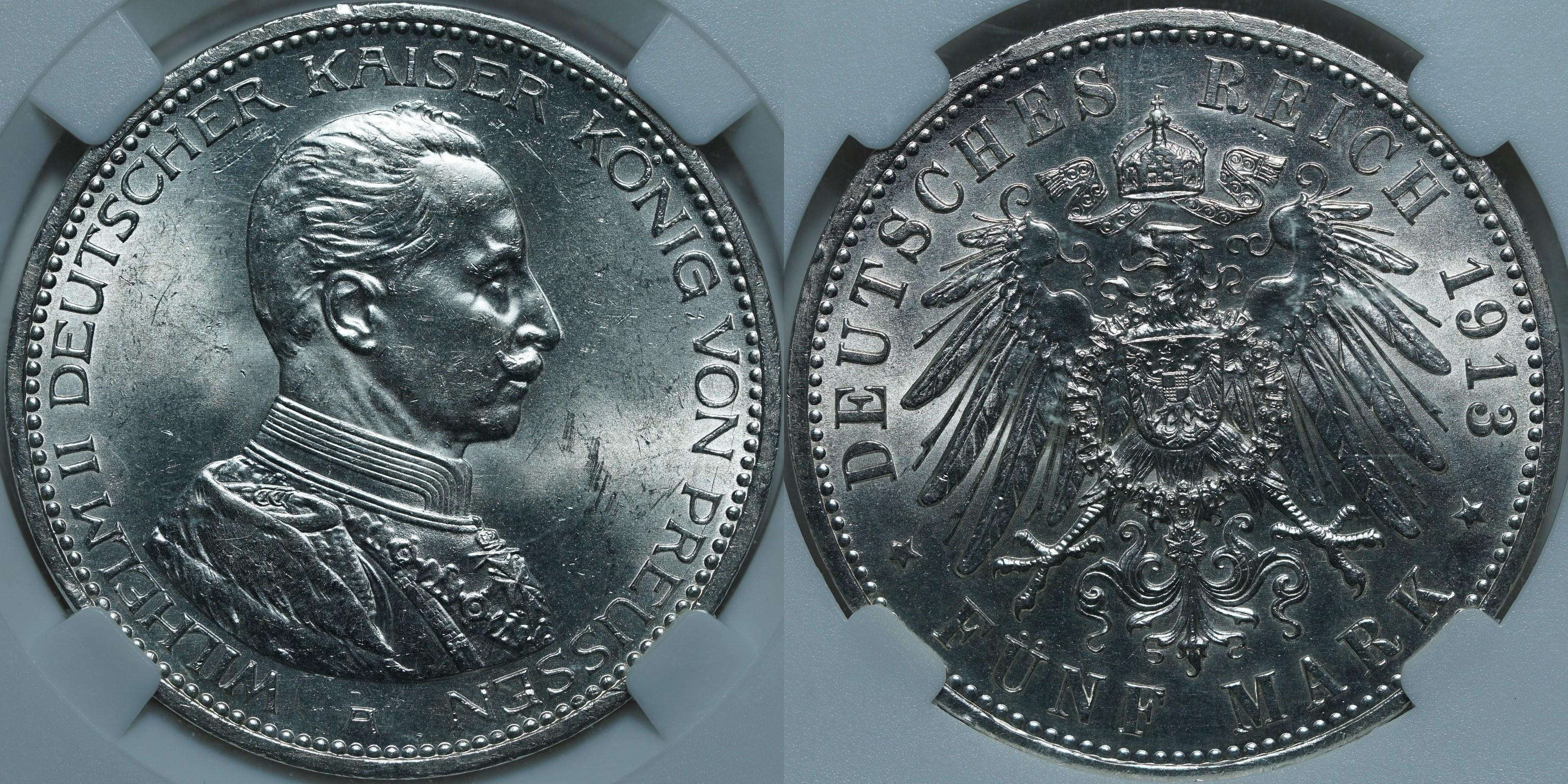 5 марок 1913 A MS63 ННР