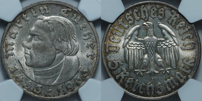 5 рейхсмарок 1933 A MS64 NGC