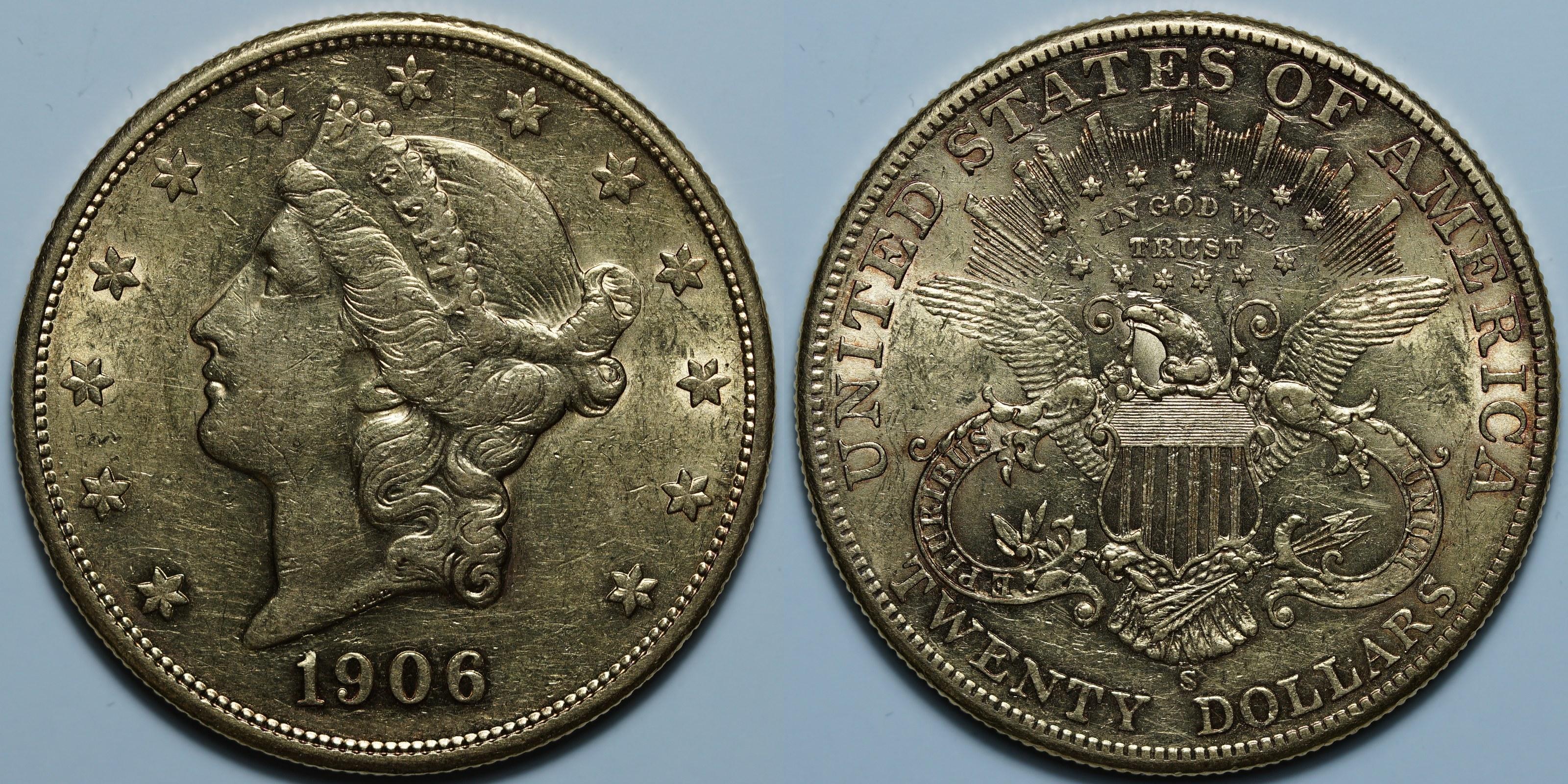 20 долларов 1906 S