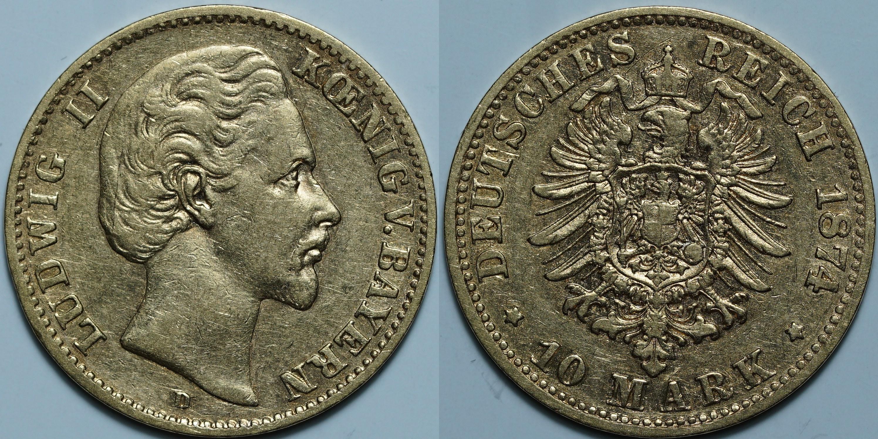 10 марок 1874 D