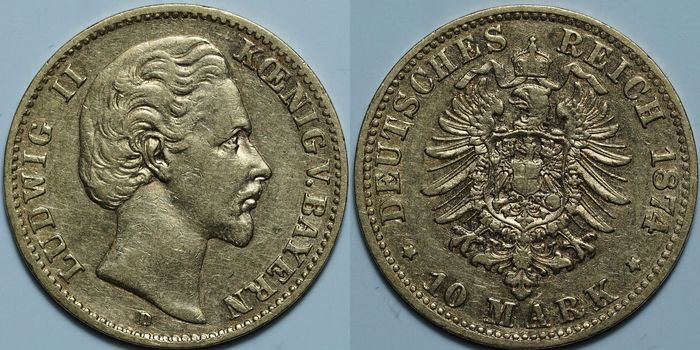 10 марок 1874 D
