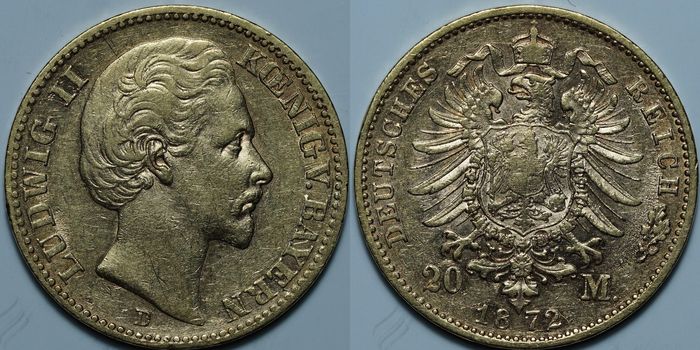 20 марок 1872 D