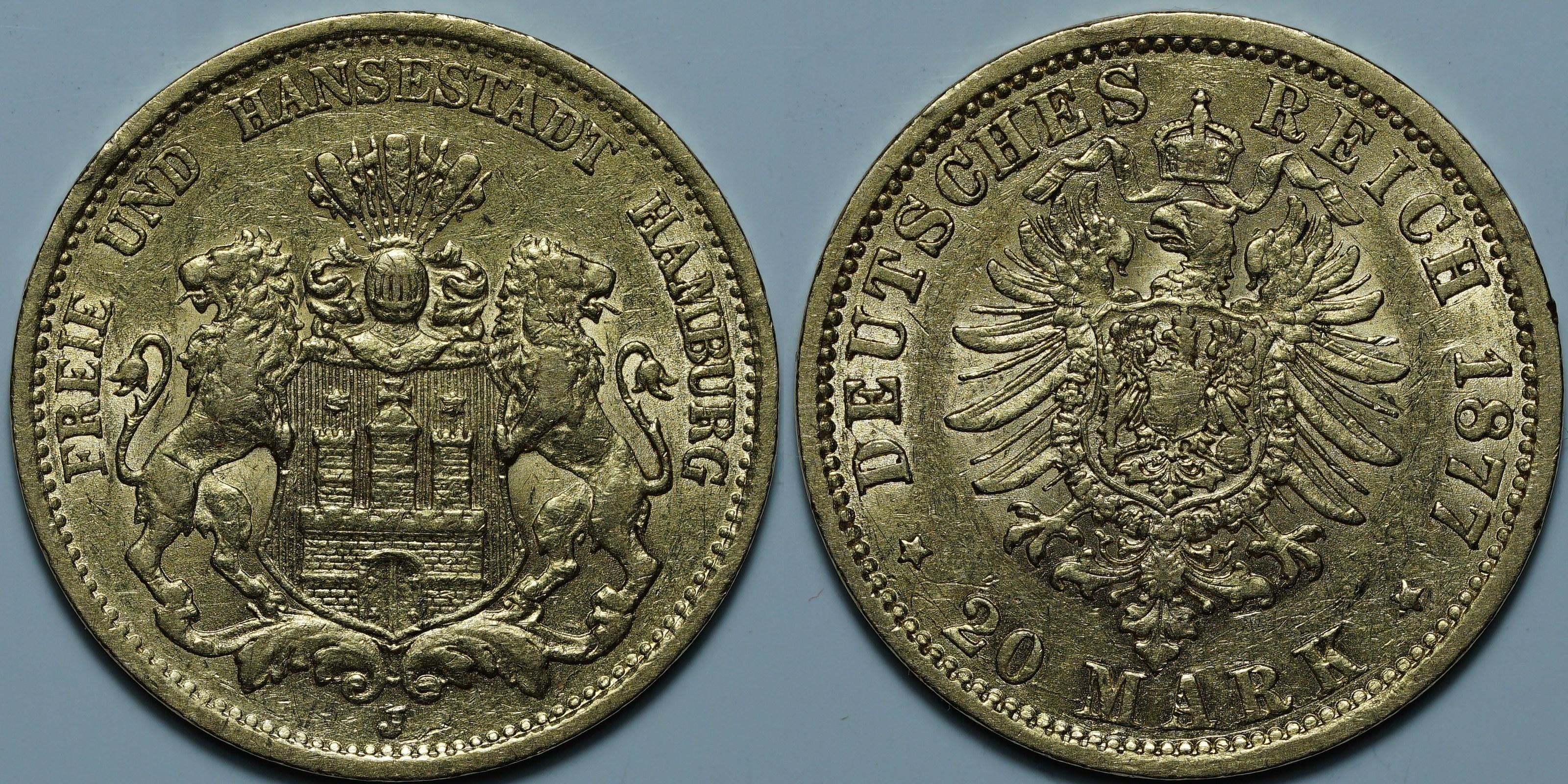 20 марок 1877 J