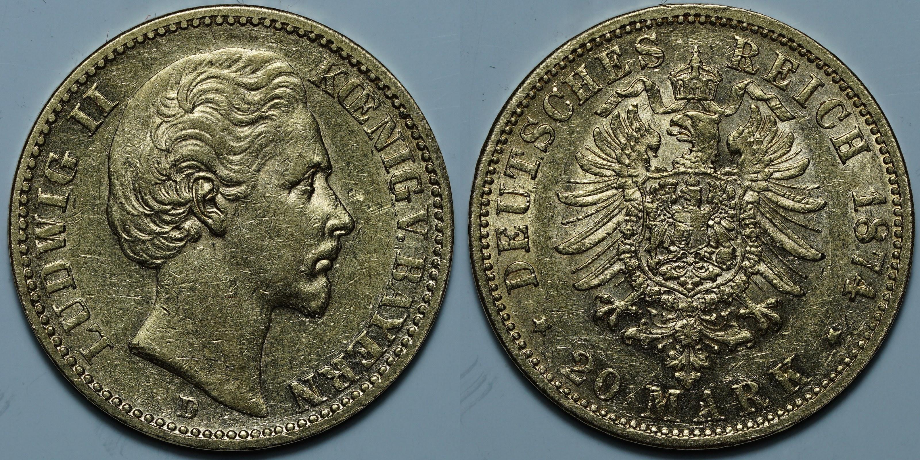 20 марок 1874 D