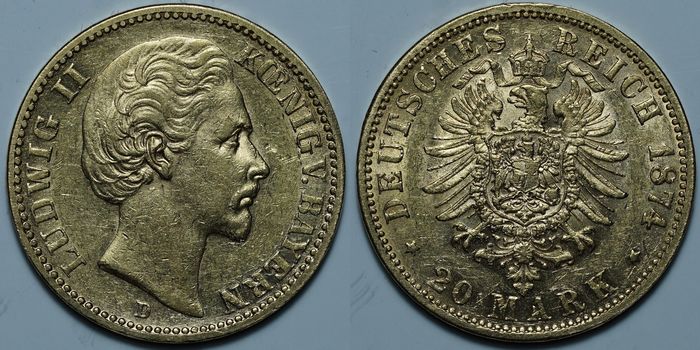 20 марок 1874 D
