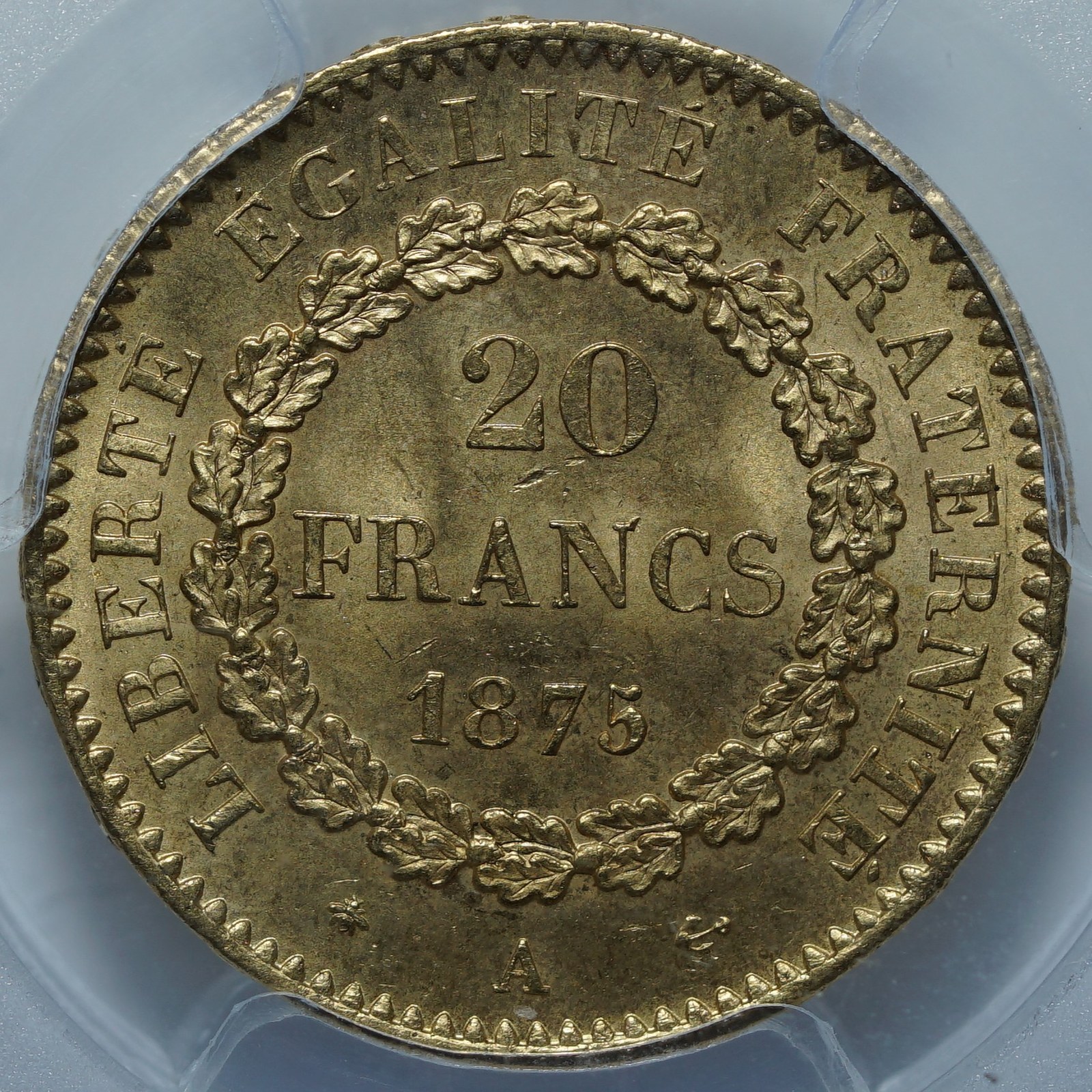 20 франков 1875 A MS66 PCGS