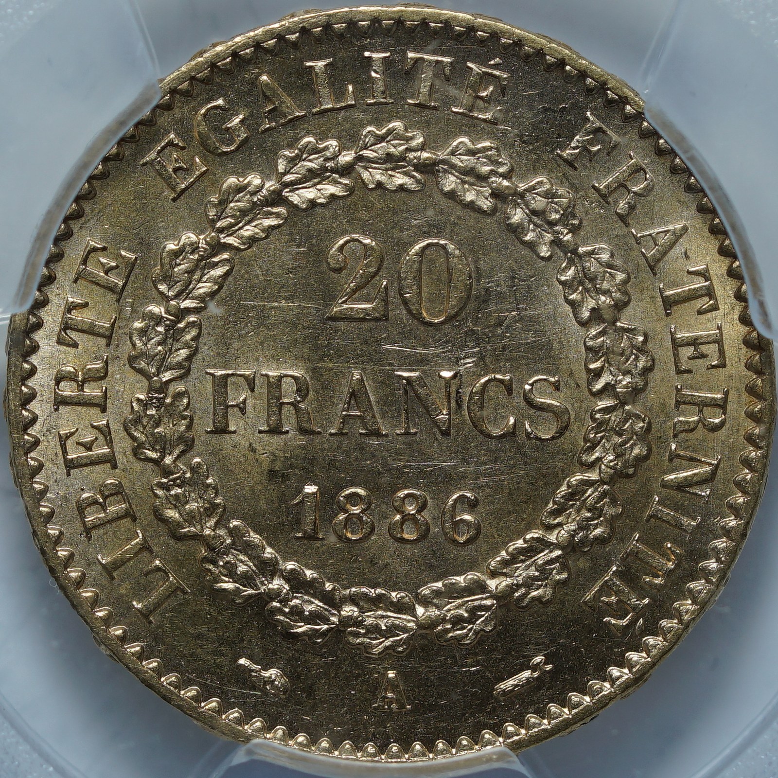 20 франков 1886 A MS65 PCGS