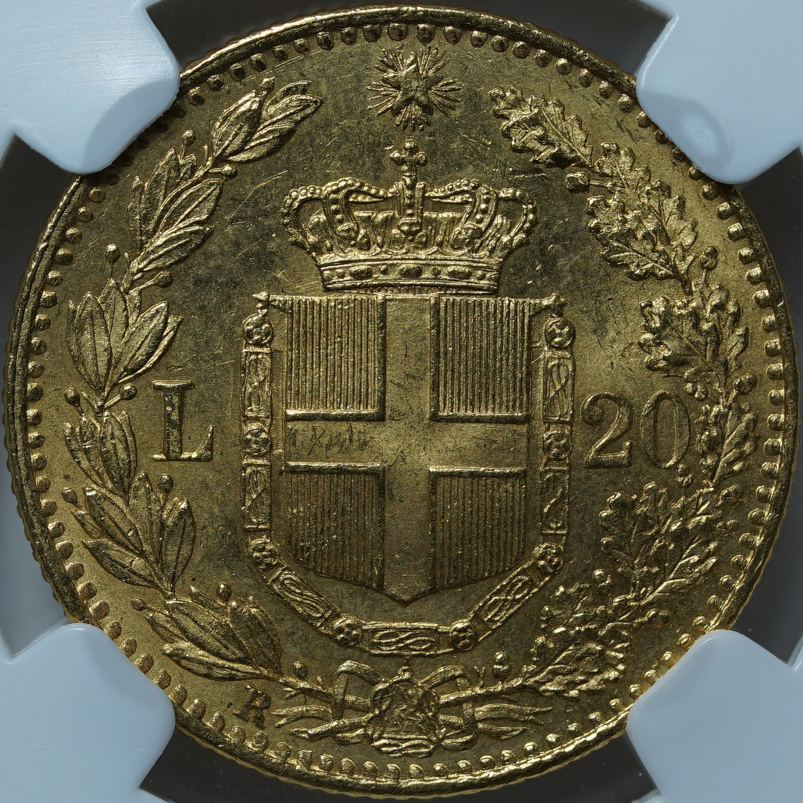 20 лир 1882 R MS64 ННР