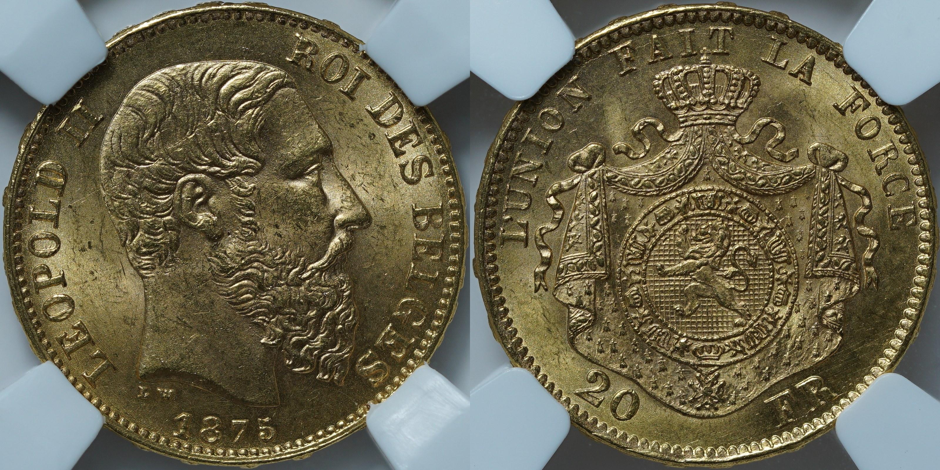 20 франков 1875 MS65 ННР
