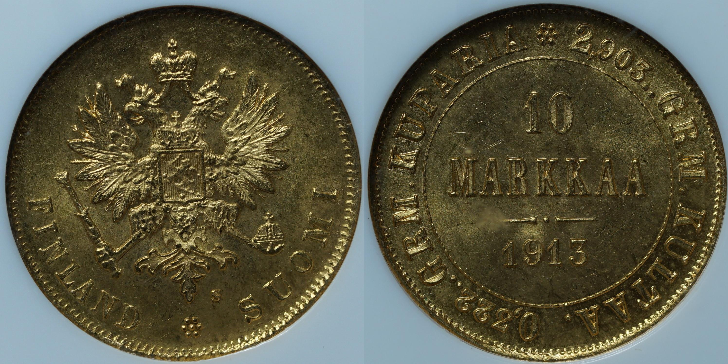 10 марок 1913 MS65 NGC