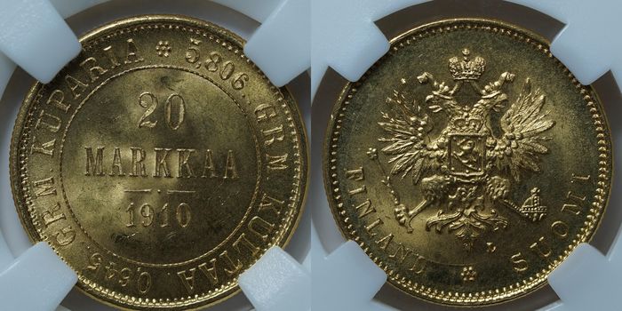 20 марок 1910 MS65 ННР