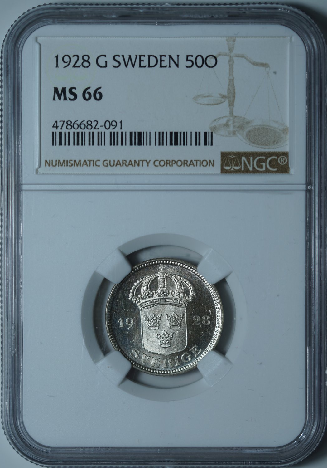 50 эре 1928 MS66 NGC