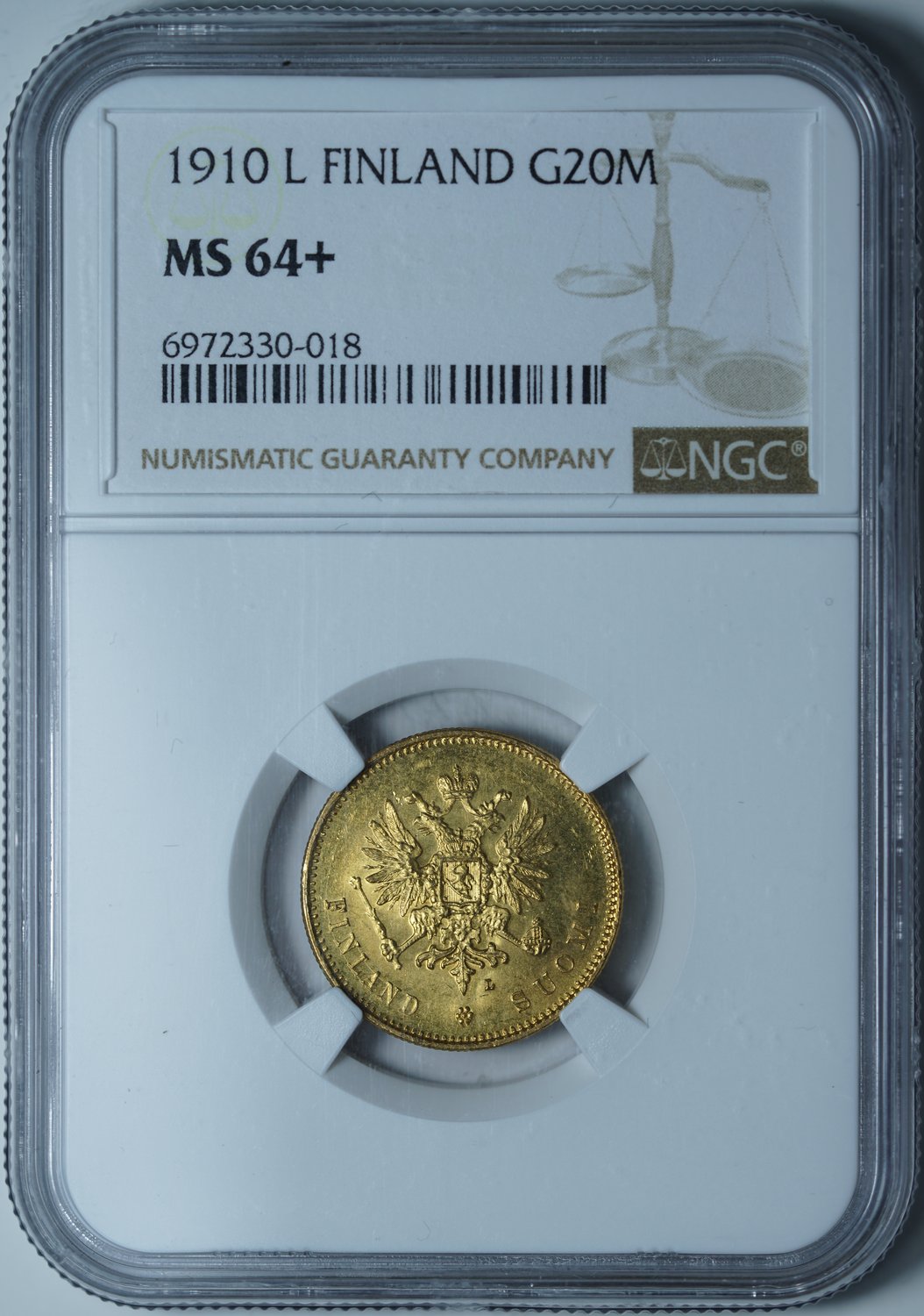 20 марок 1910 L MS64+ NGC